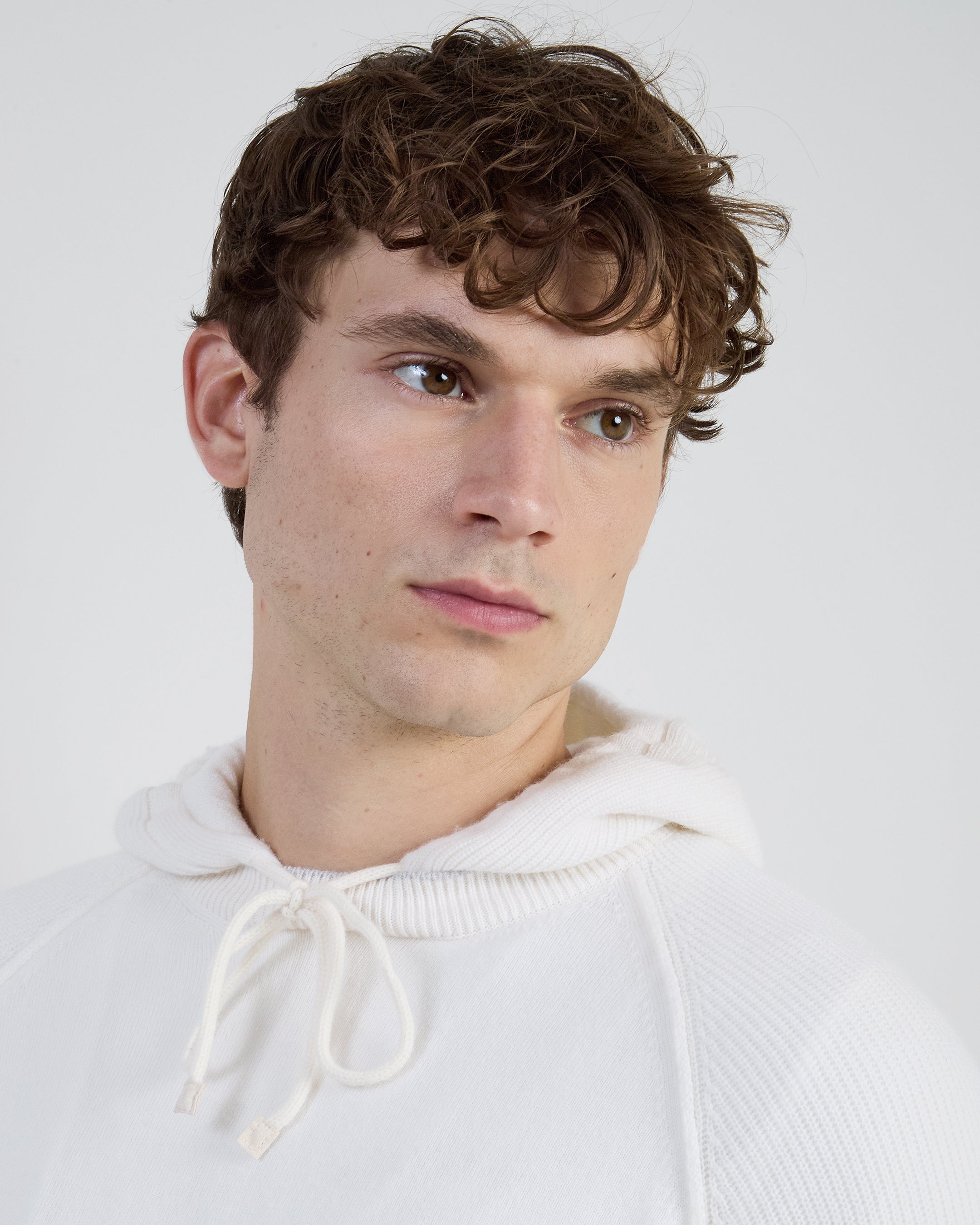 Cashmere Hooded Sweater with English Rib Detail