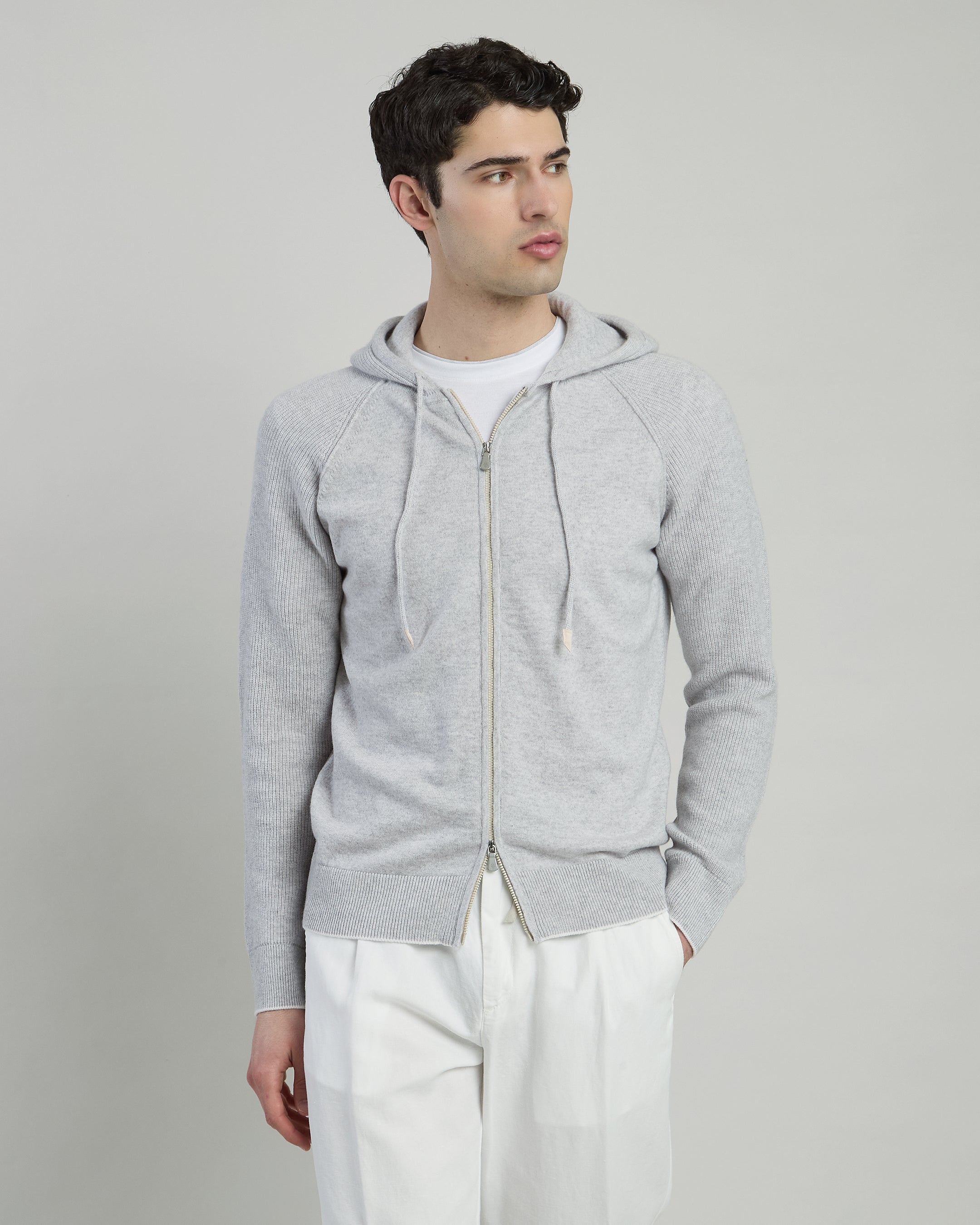 Men's Full Zip Cashmere Hoodie - 12 Gauge Knitwear