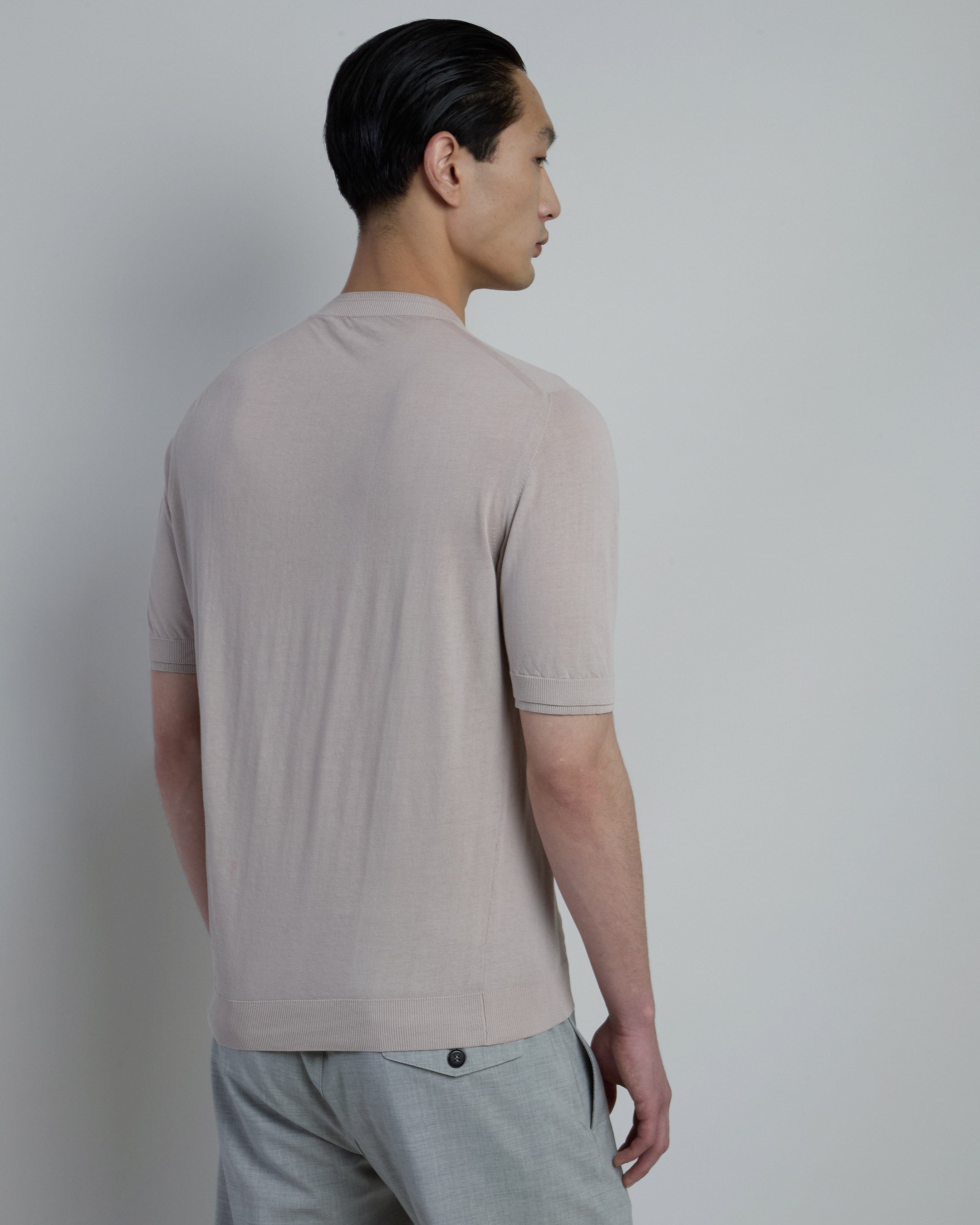 Men's Short Sleeve Cotton Crepe Crew Neck Sweater