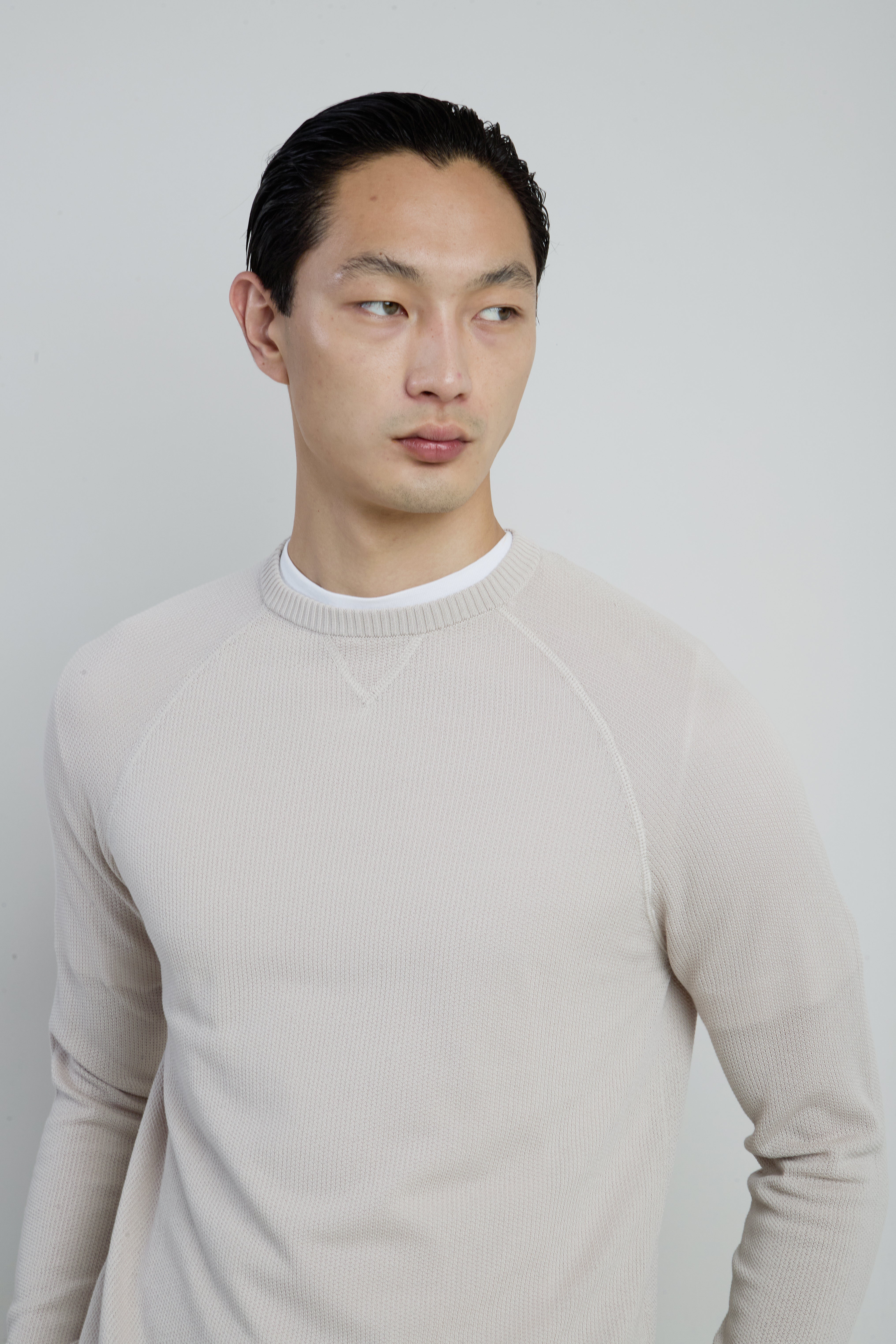 Men's Honeycomb Cotton Crew Neck Sweater Gauge 14