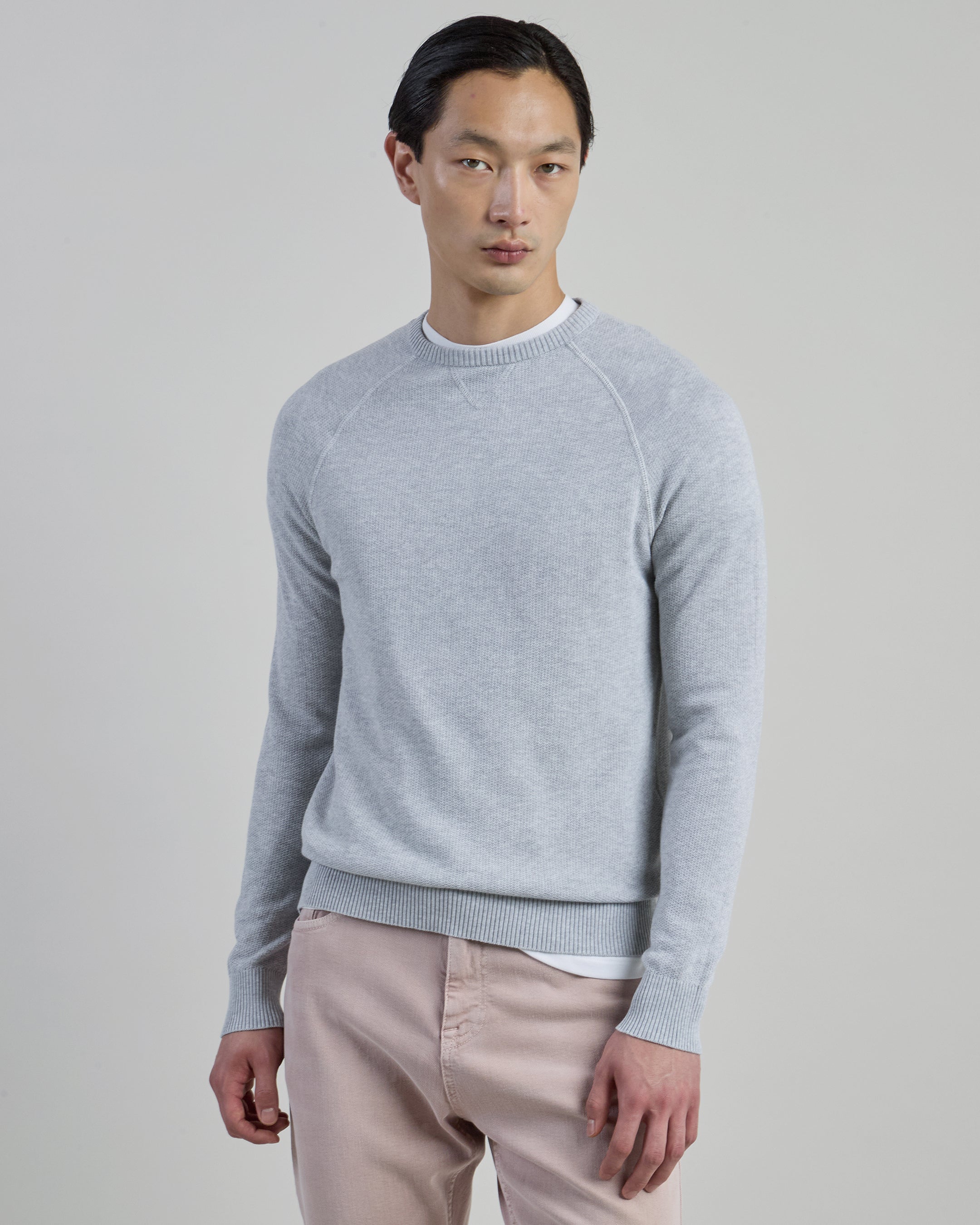 Men's Honeycomb Cotton Crew Neck Sweater Gauge 14