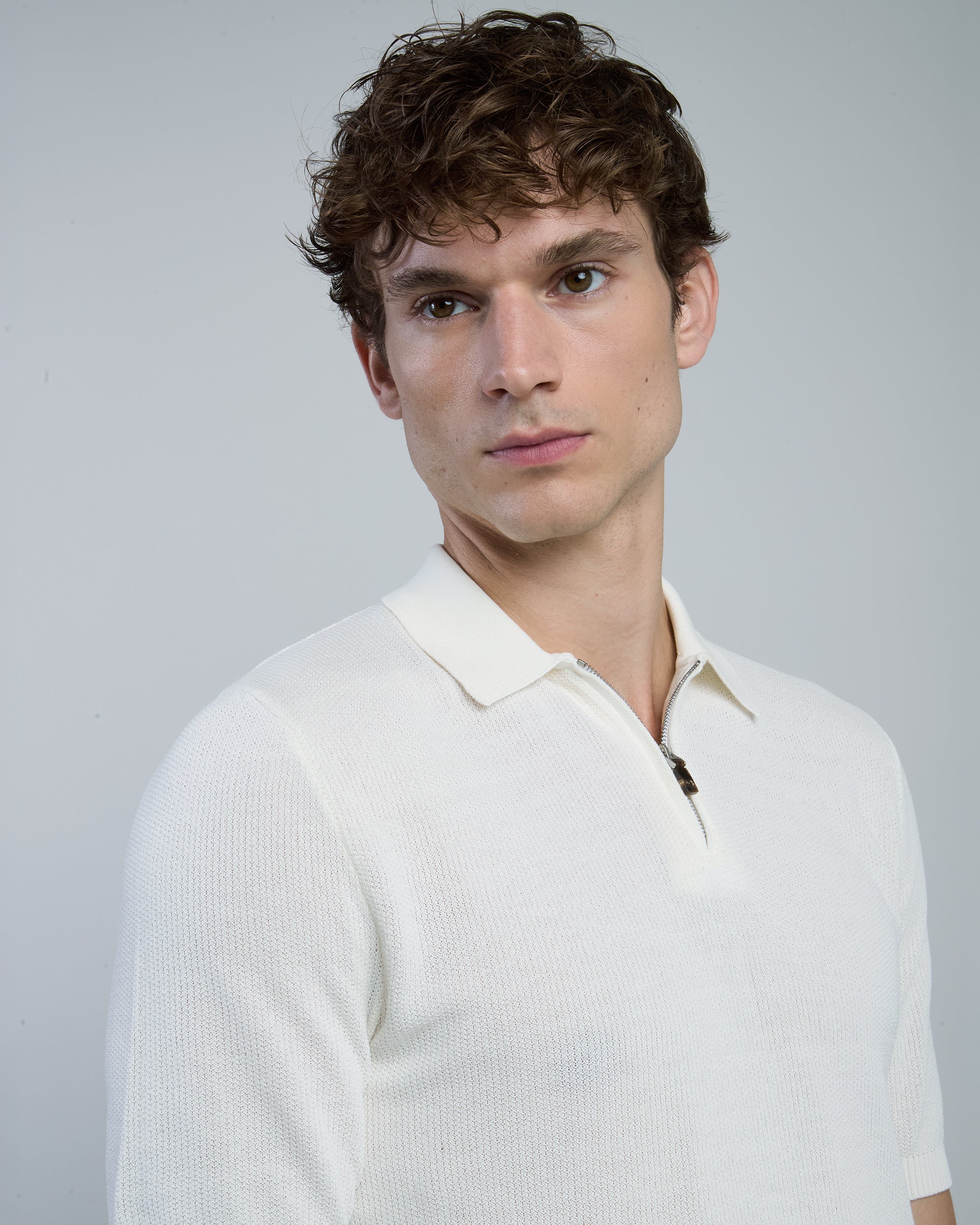 Men's Cotton Honeycomb Half-Zip Polo Sweater