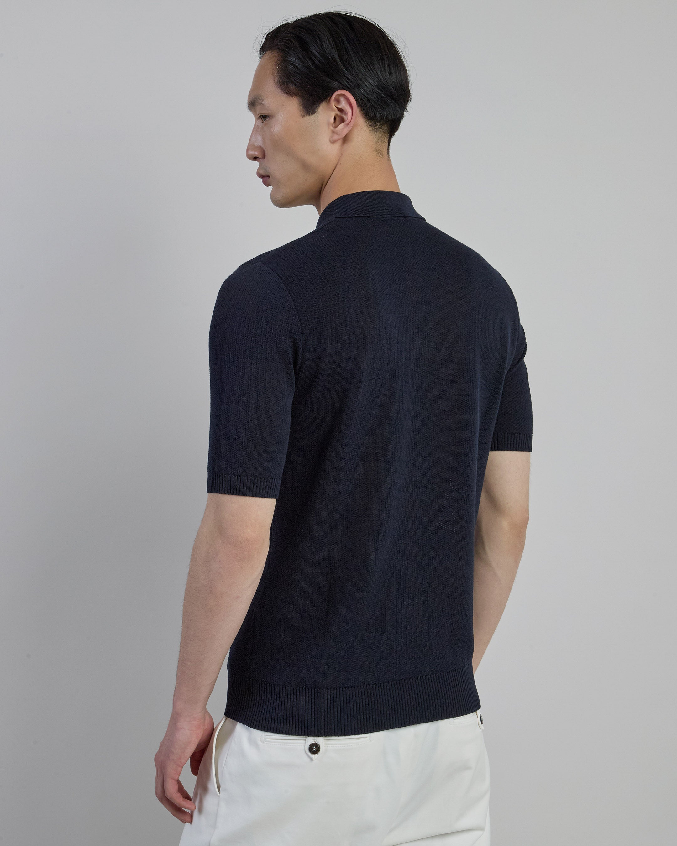 Men's Cotton Honeycomb Half-Zip Polo Sweater