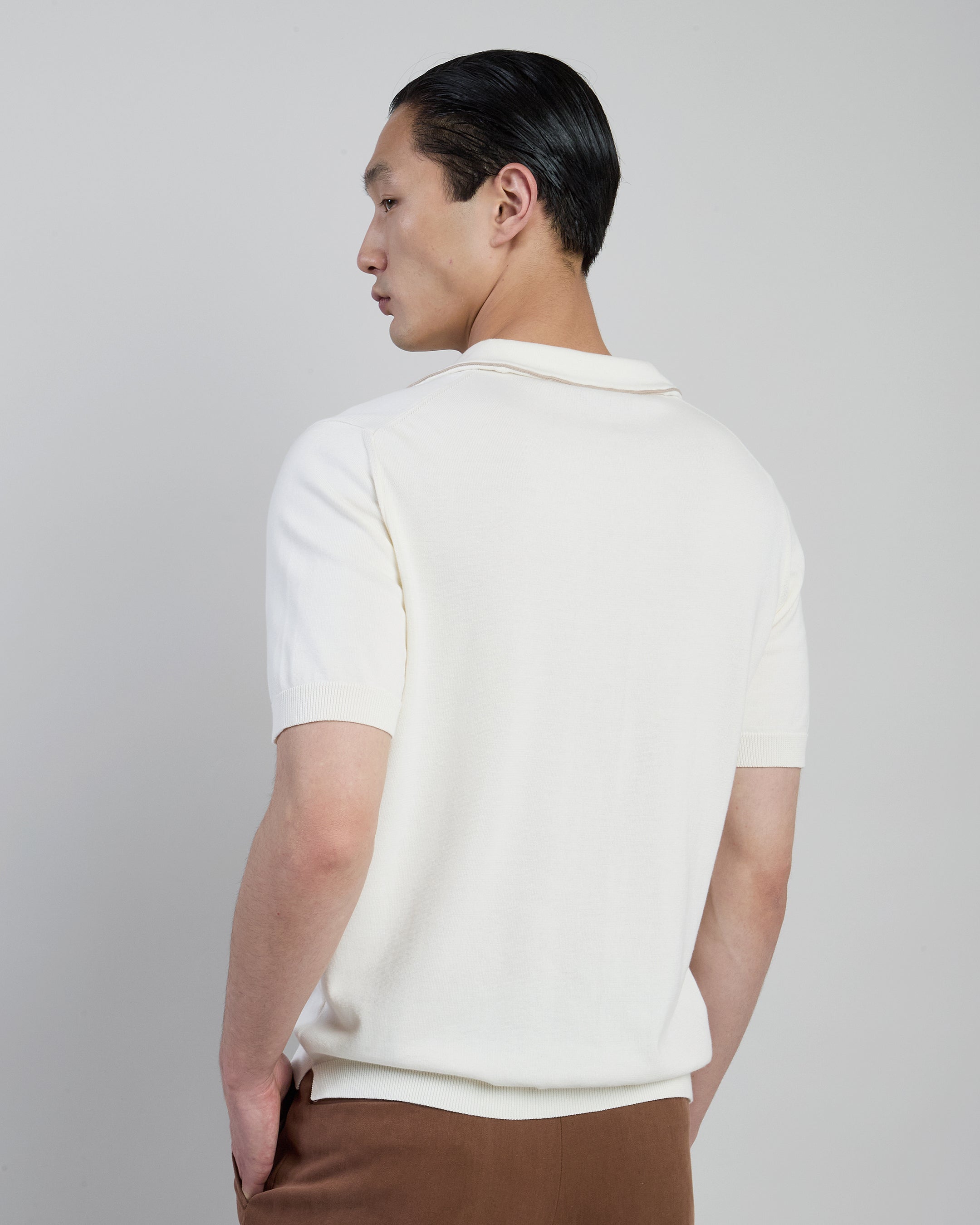 Men's Giza Cotton Knitted T-Shirt with Sailor Collar