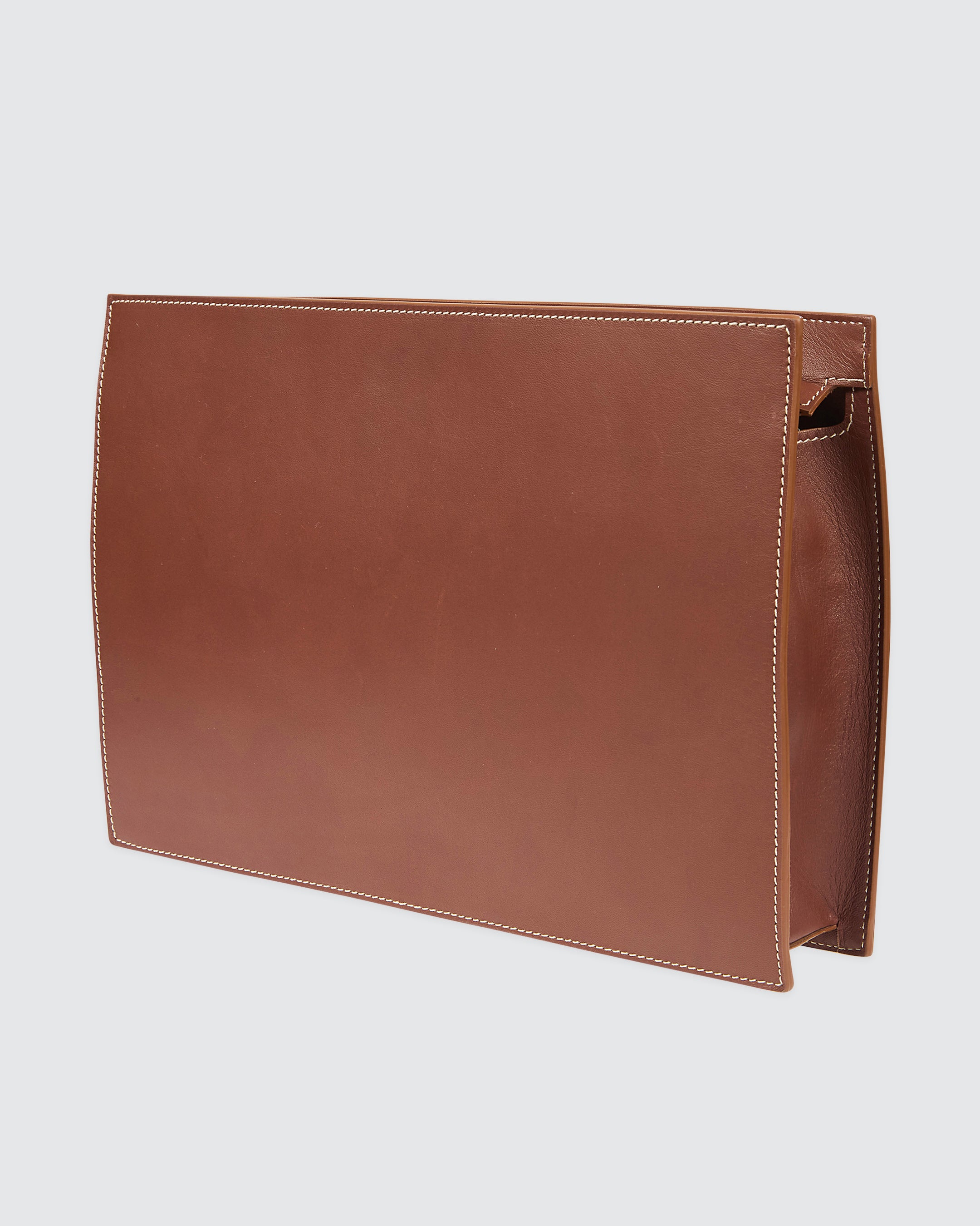 Men's Calfskin Leather Clutch Bag in Brown alternative