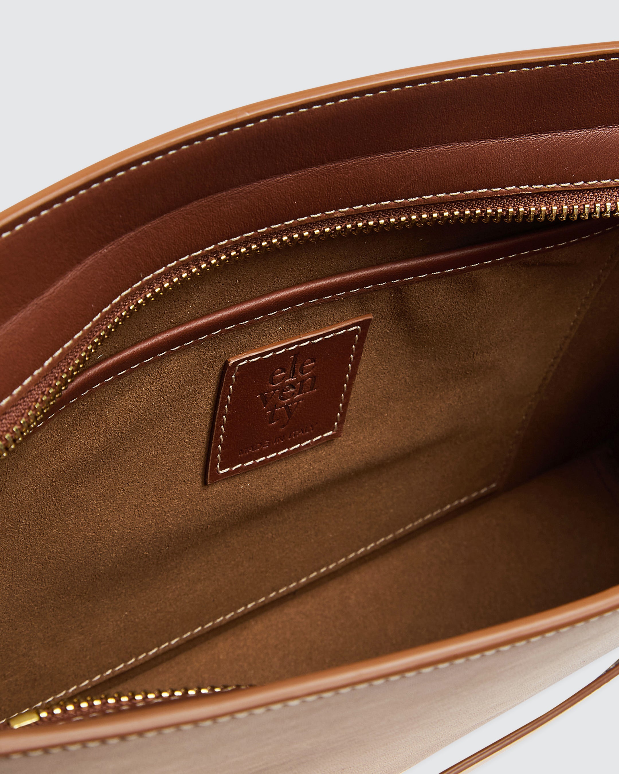 Men's Calfskin Leather Clutch Bag in Brown