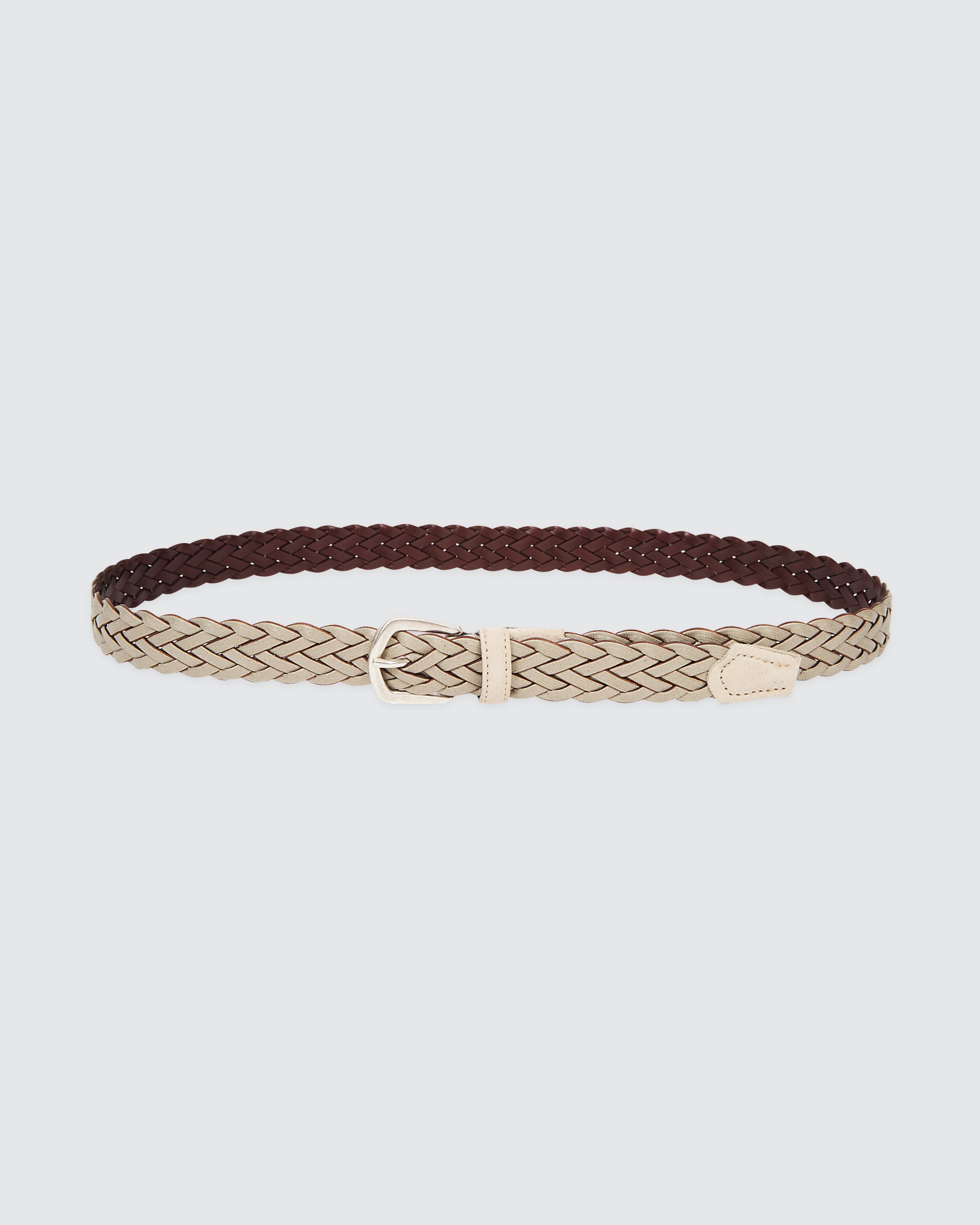 Men's Braided Waxed Cotton and Suede Belt