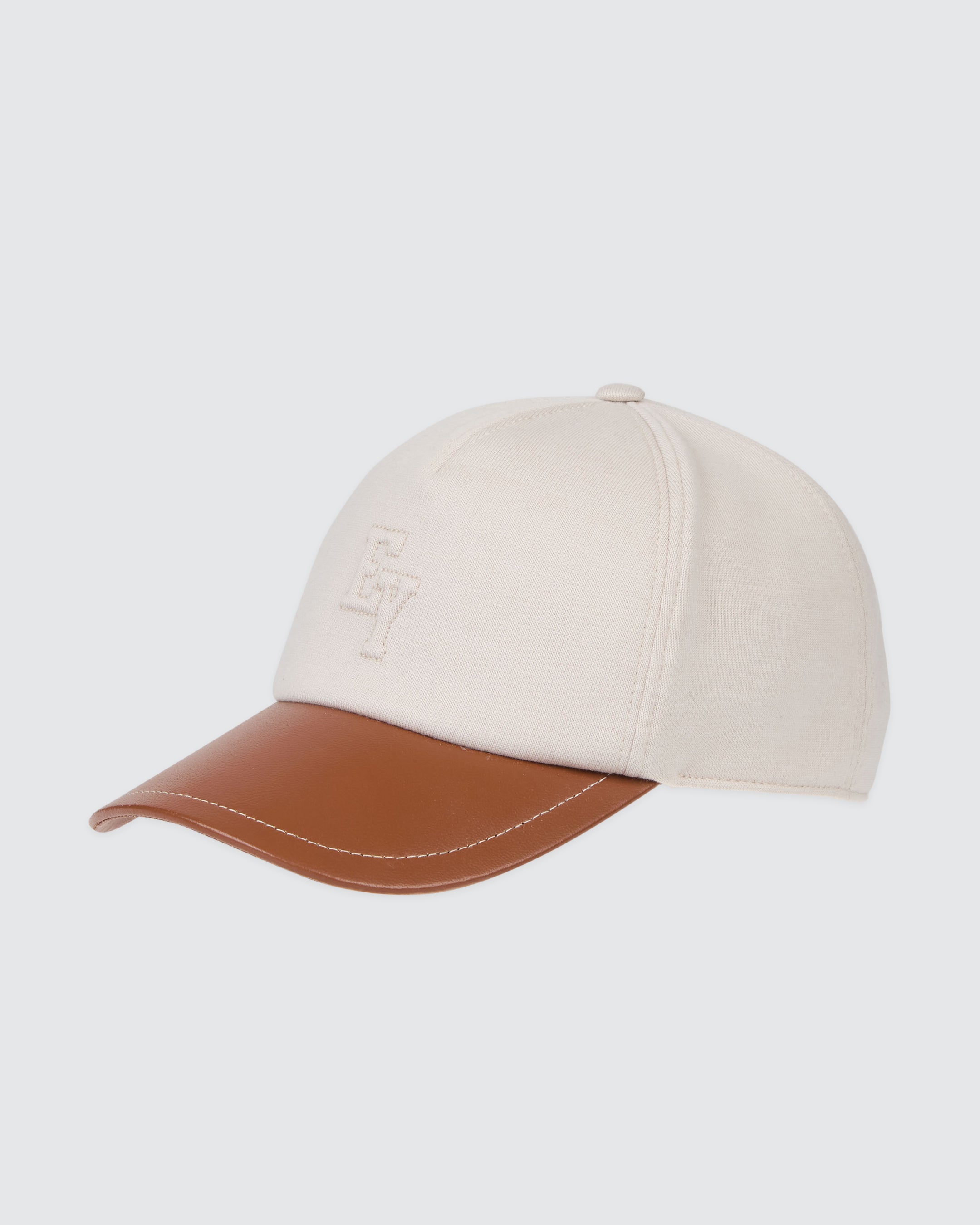 Men's Cotton Jersey Baseball Cap with Leather Visor