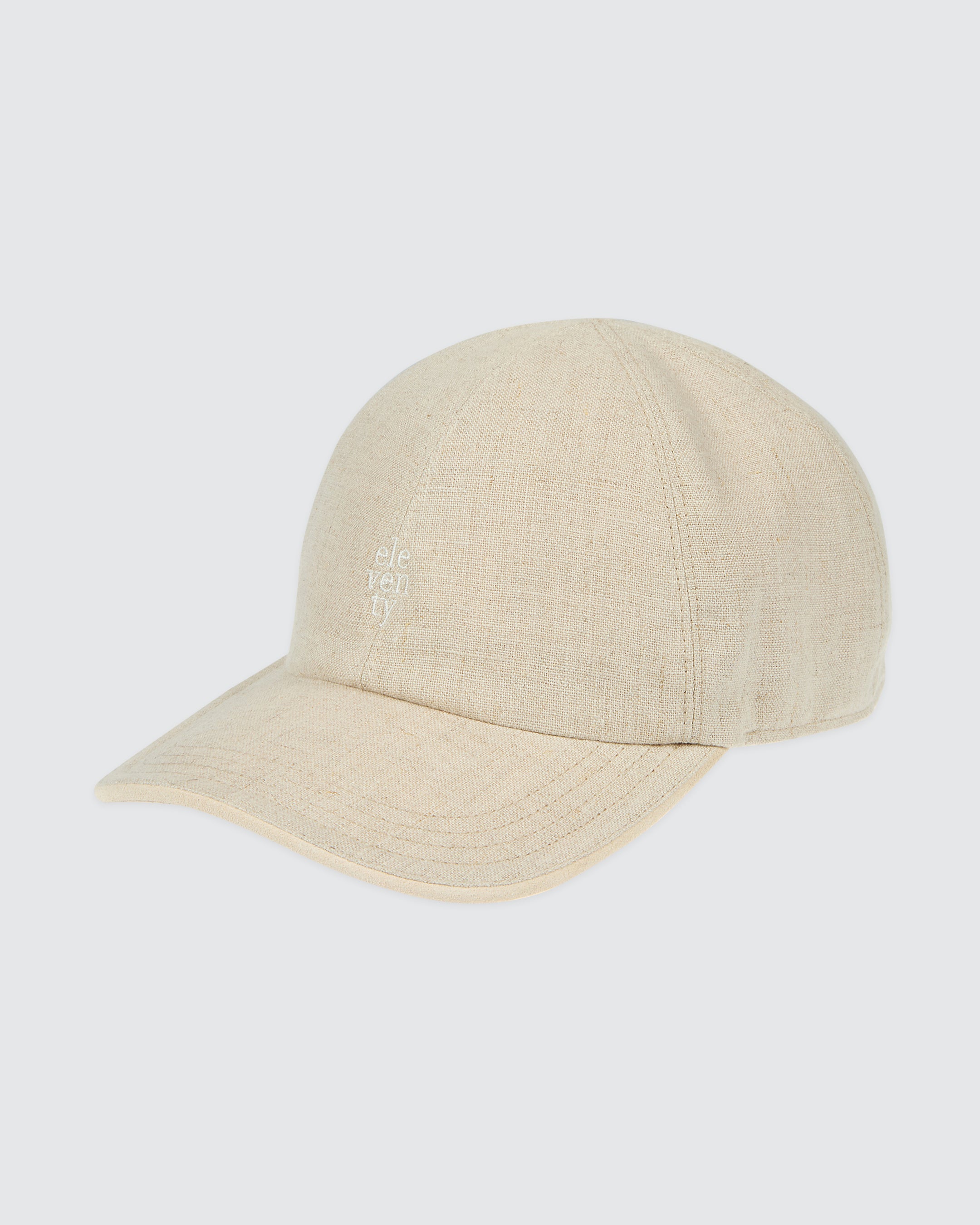 Men's Linen and Cotton Baseball Cap with Suede Accents