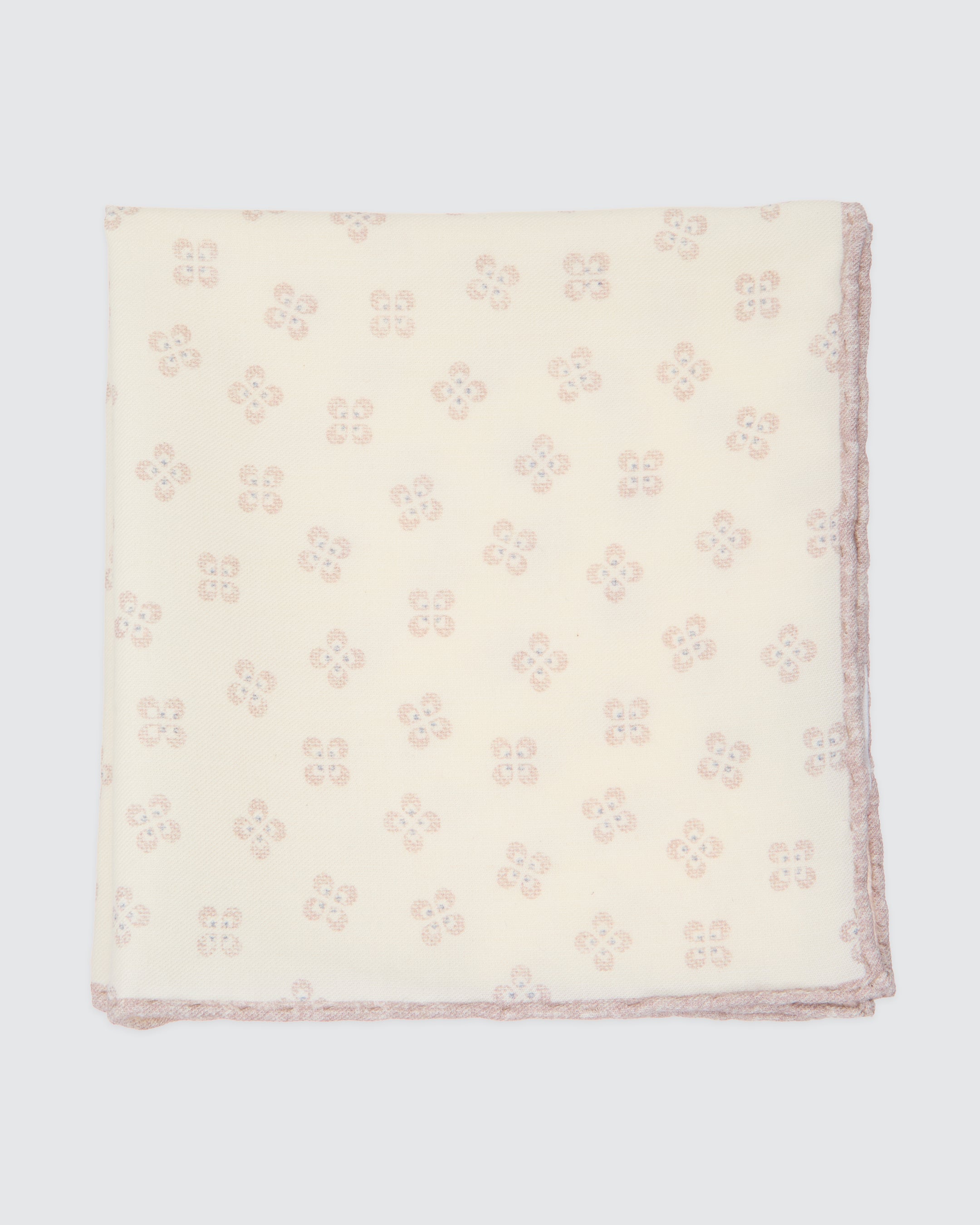 Wool and Cotton Pocket Square with Foliage Pattern