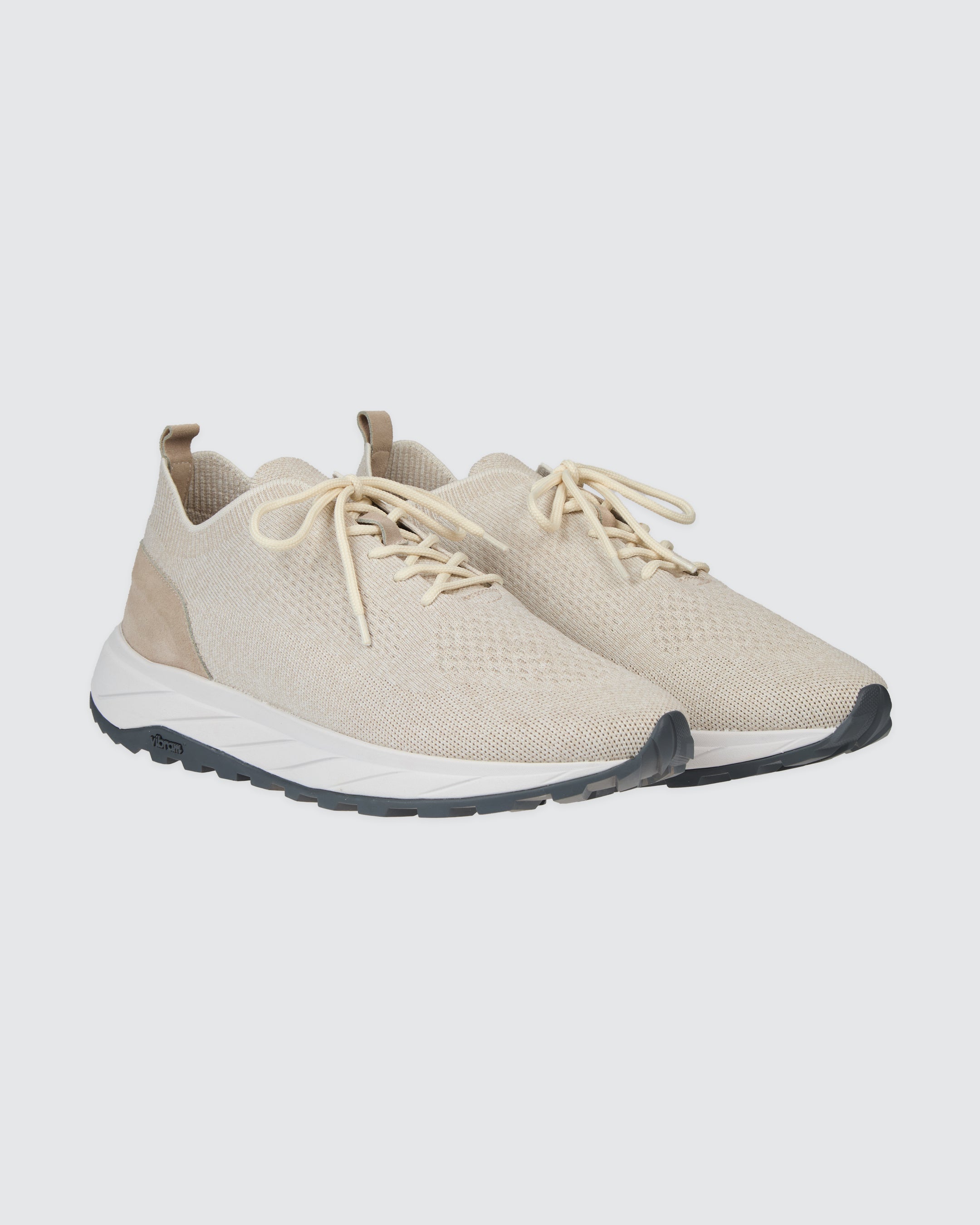 Men's Knit and Suede Running Sneakers - Lightweight Sole
