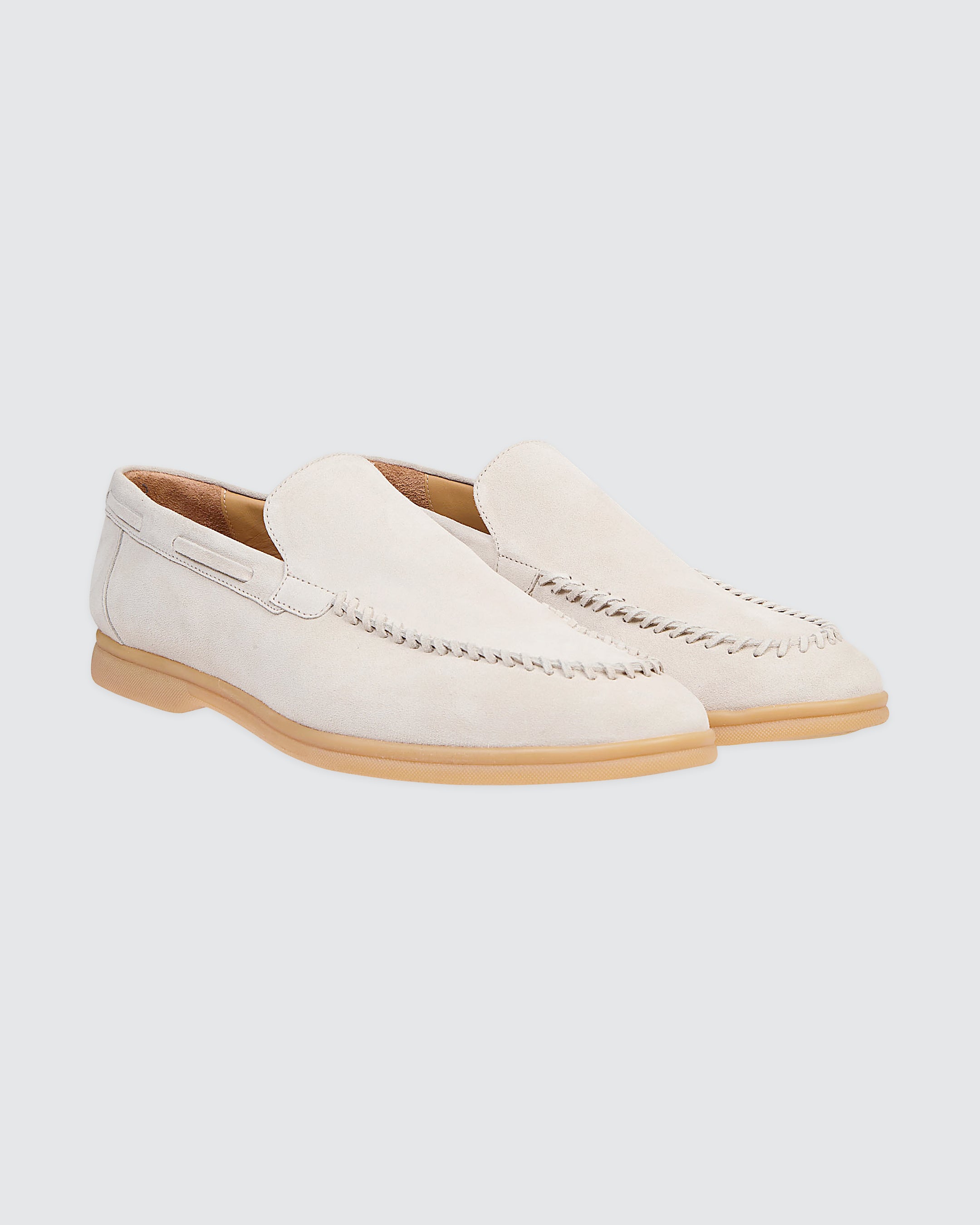 Men's Navy Suede Moccasins with Hand-Threaded Detail