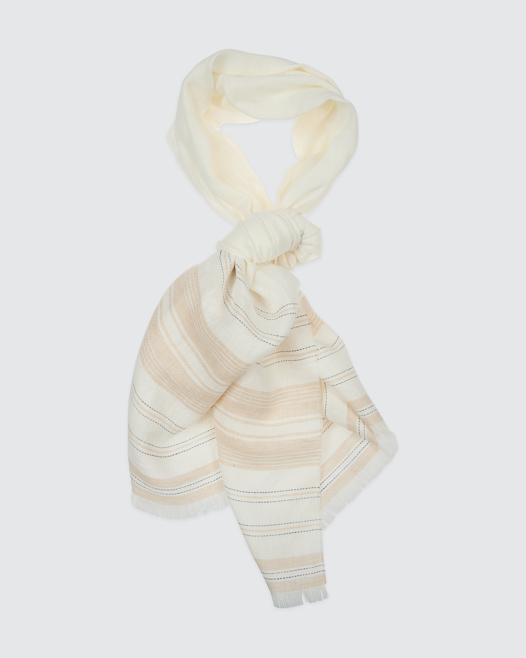 Men's 100% Linen Scarf with Hand-Knotted Fringes