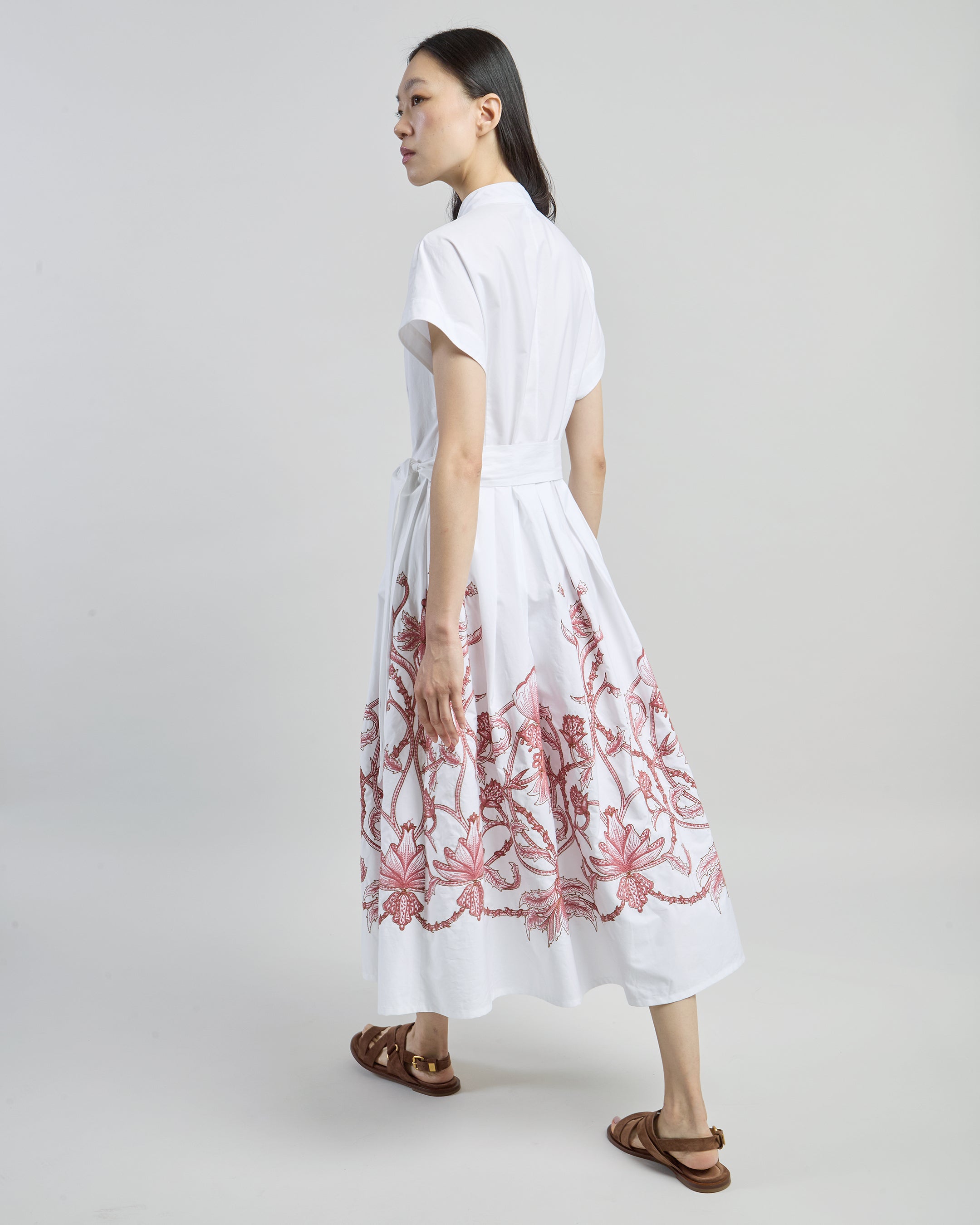 Women's Embroidered Cotton Poplin Shirt Dress