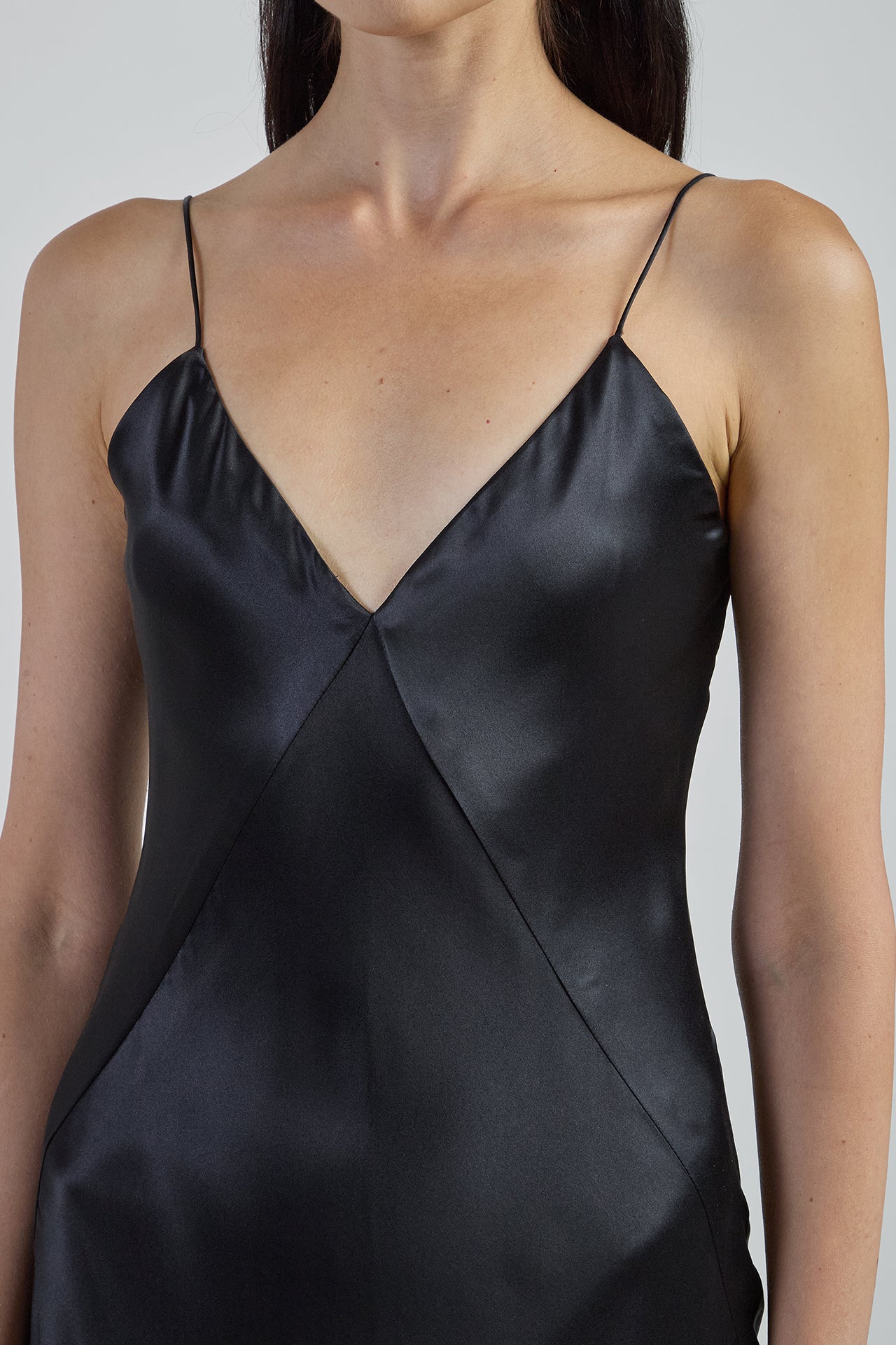 Women's Long Double Silk Satin Flared Slip Dress