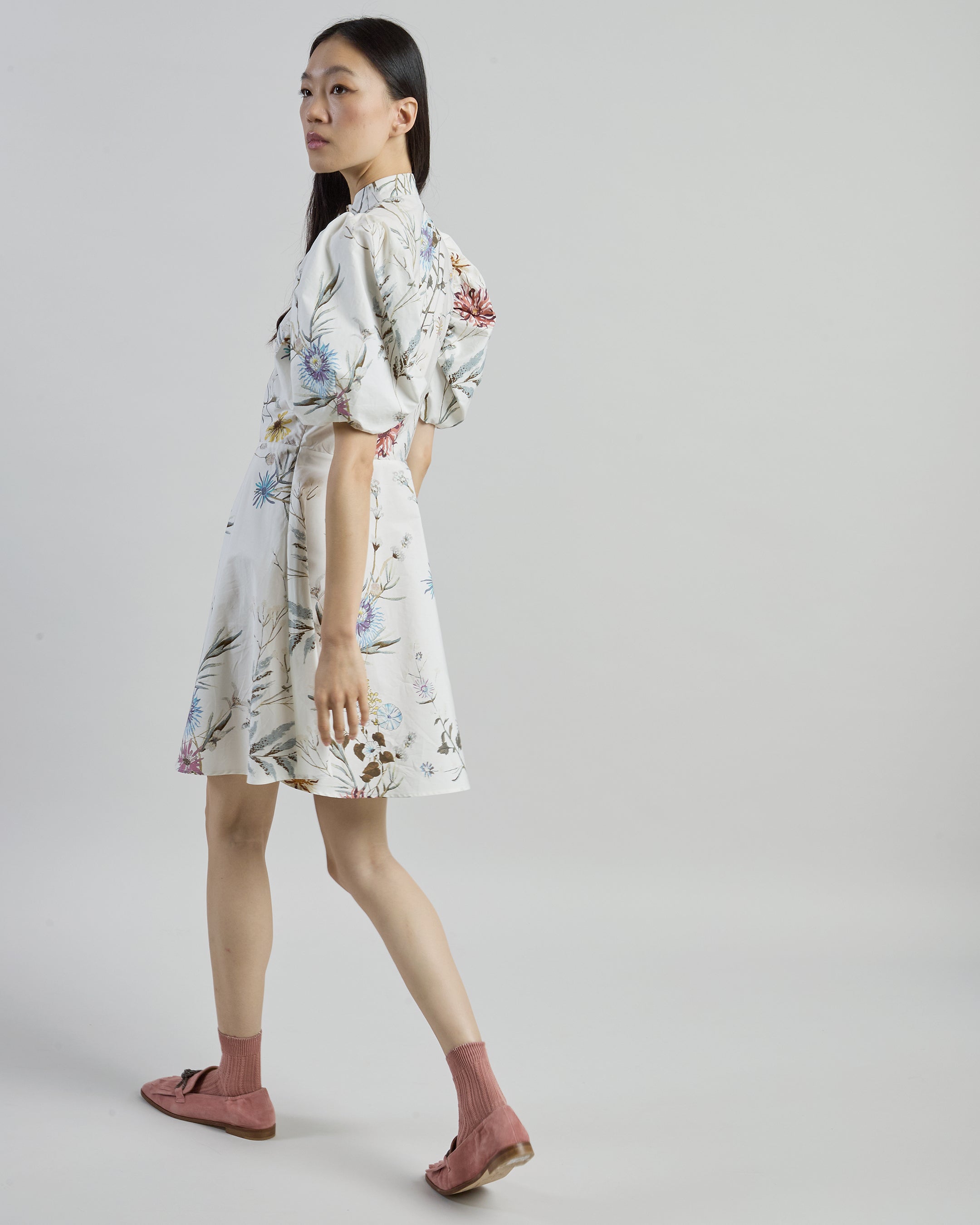 Women's Floral Print Double-Twisted Cotton Midi Dress alternative