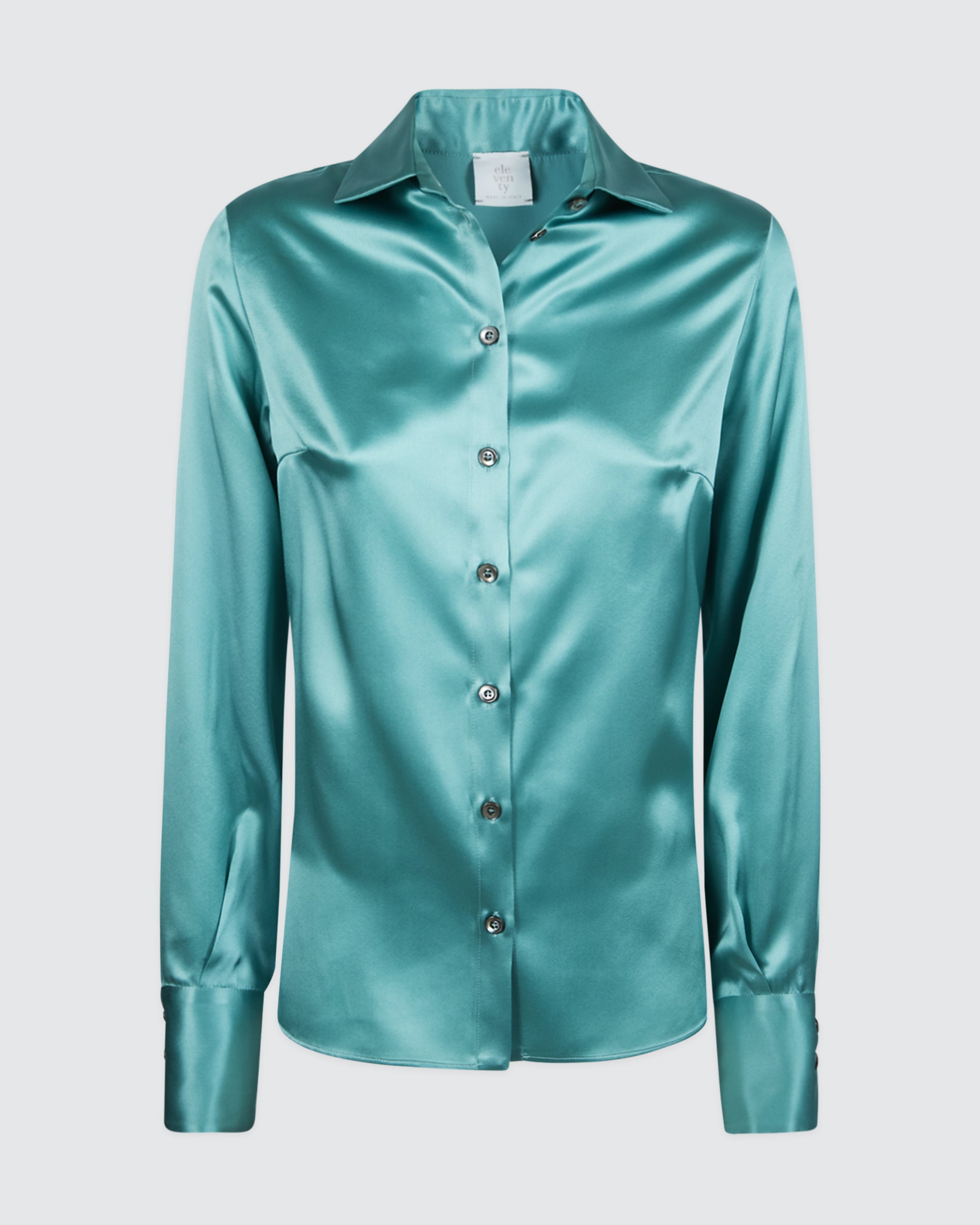 Women's Plain Double Silk Satin Shirt in Comasca Silk