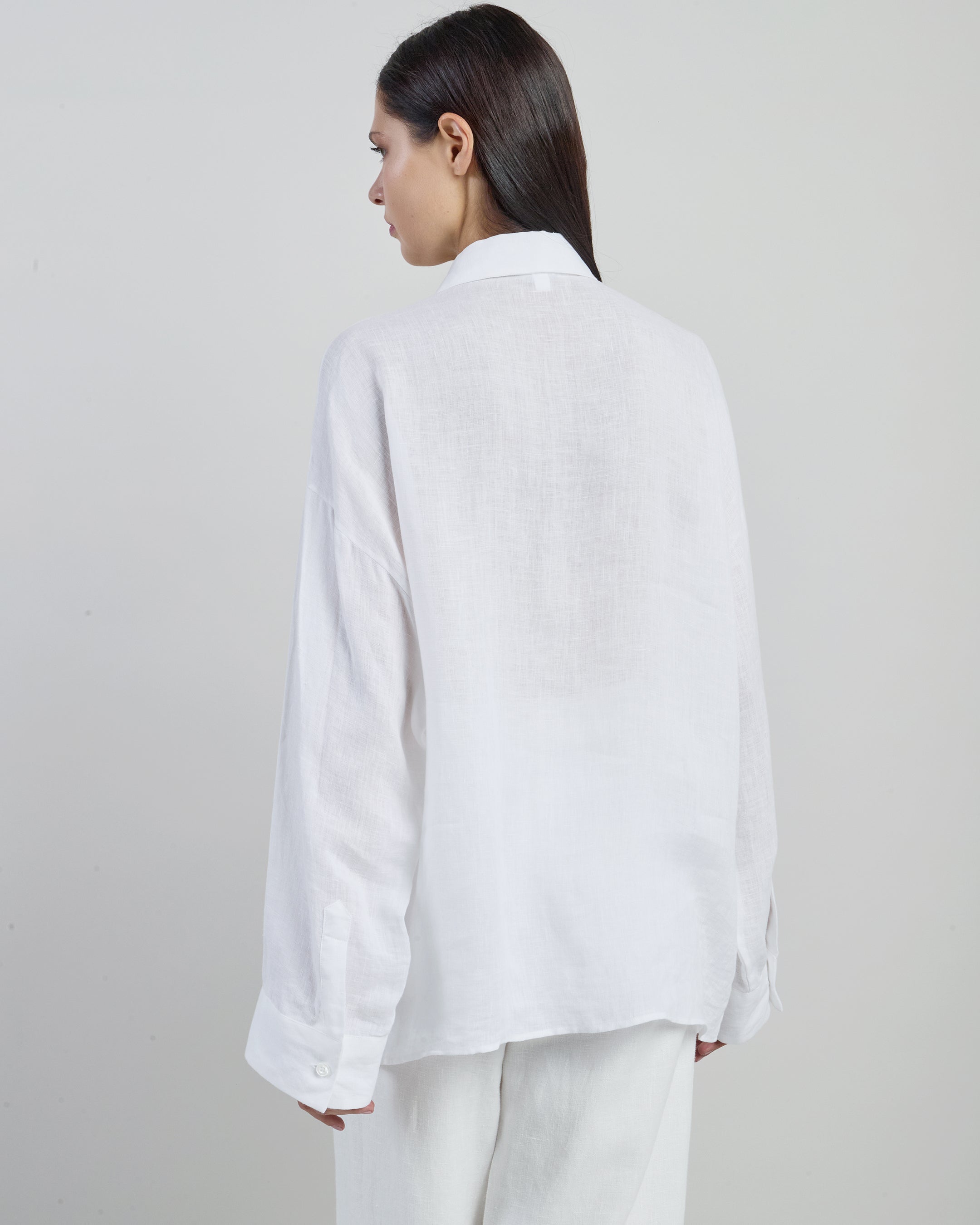 Women's Embroidered Piece-Dyed Pure Linen Shirt