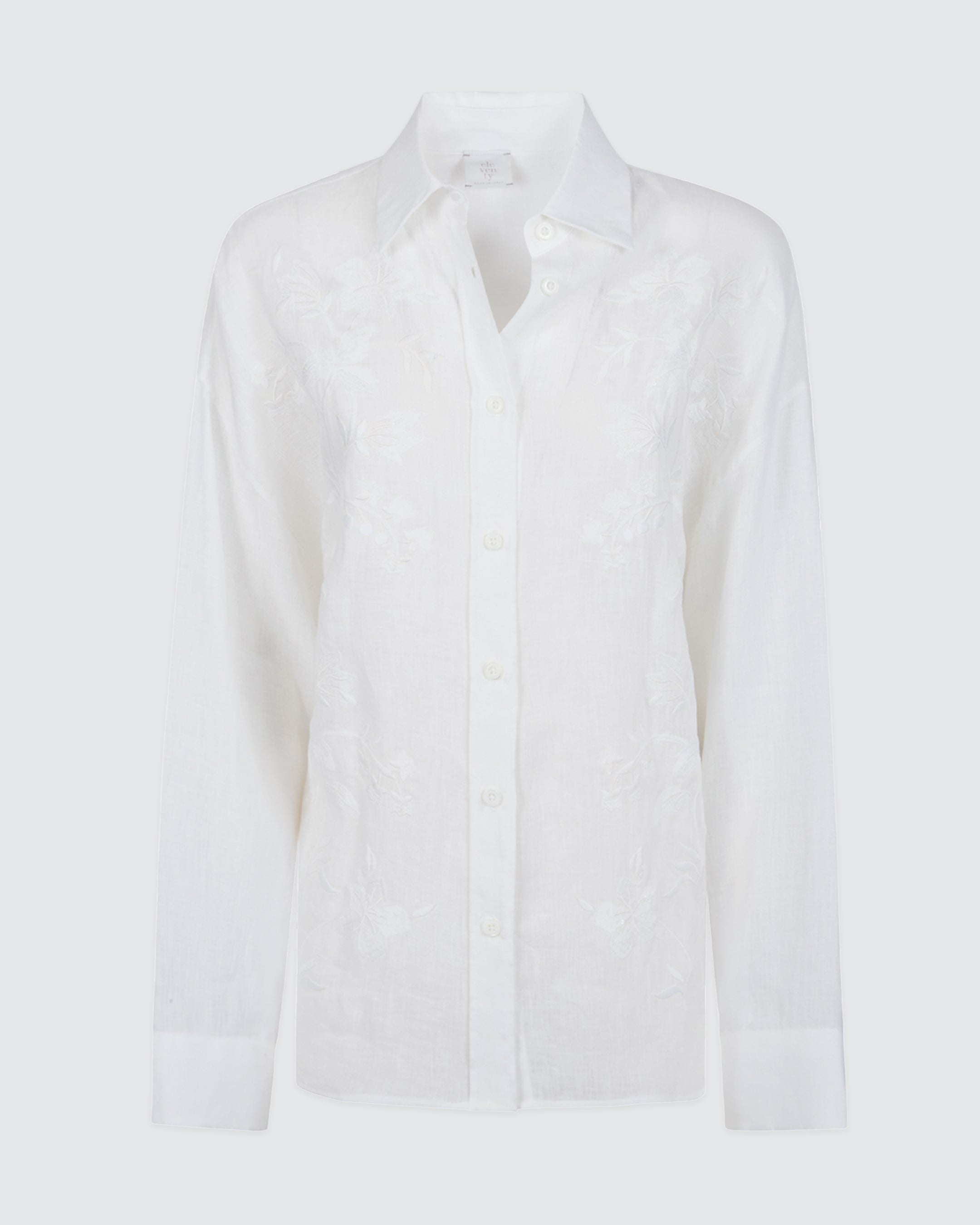 Women's Embroidered Piece-Dyed Pure Linen Shirt
