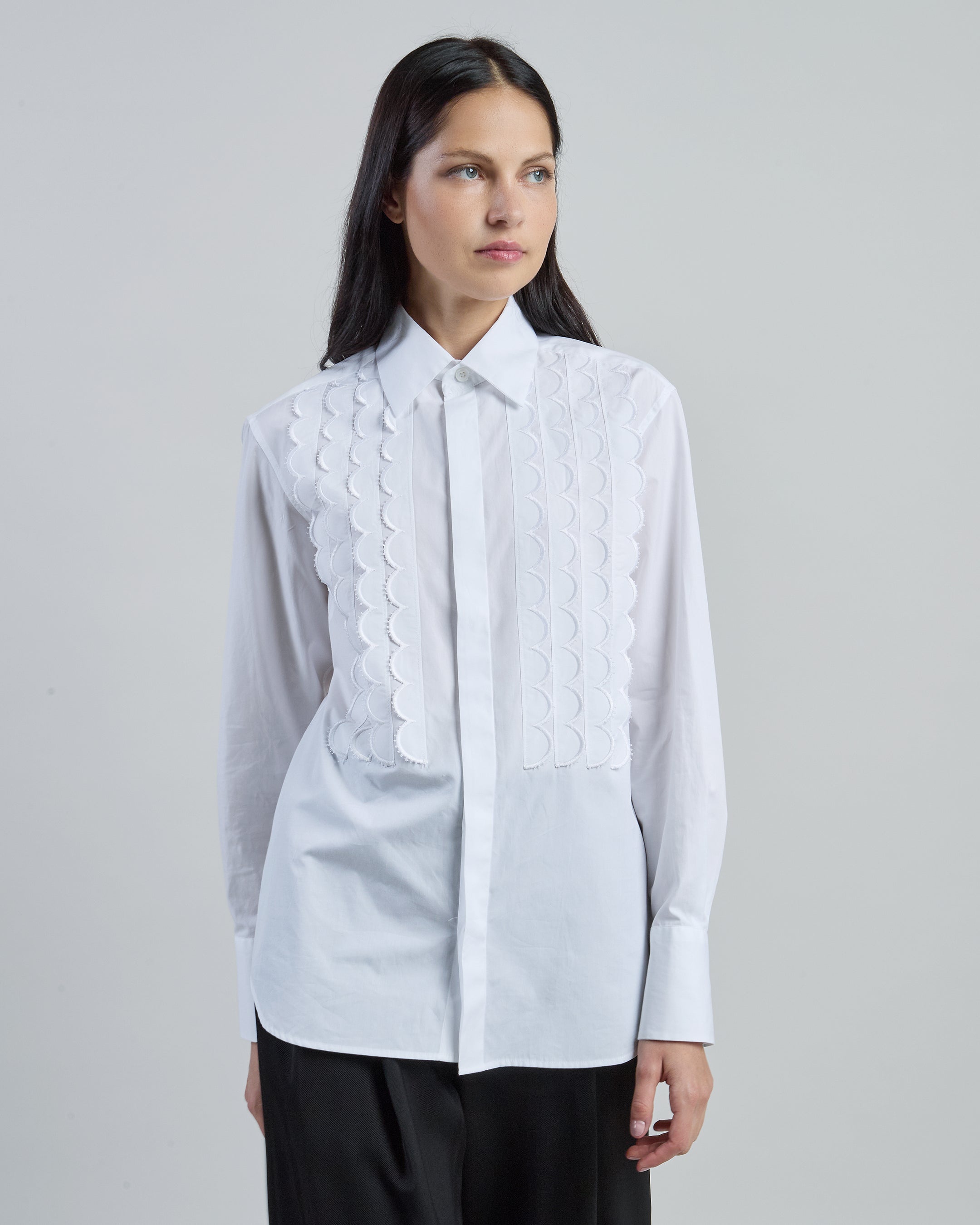Women's Oversized Pleated Cotton Poplin Shirt