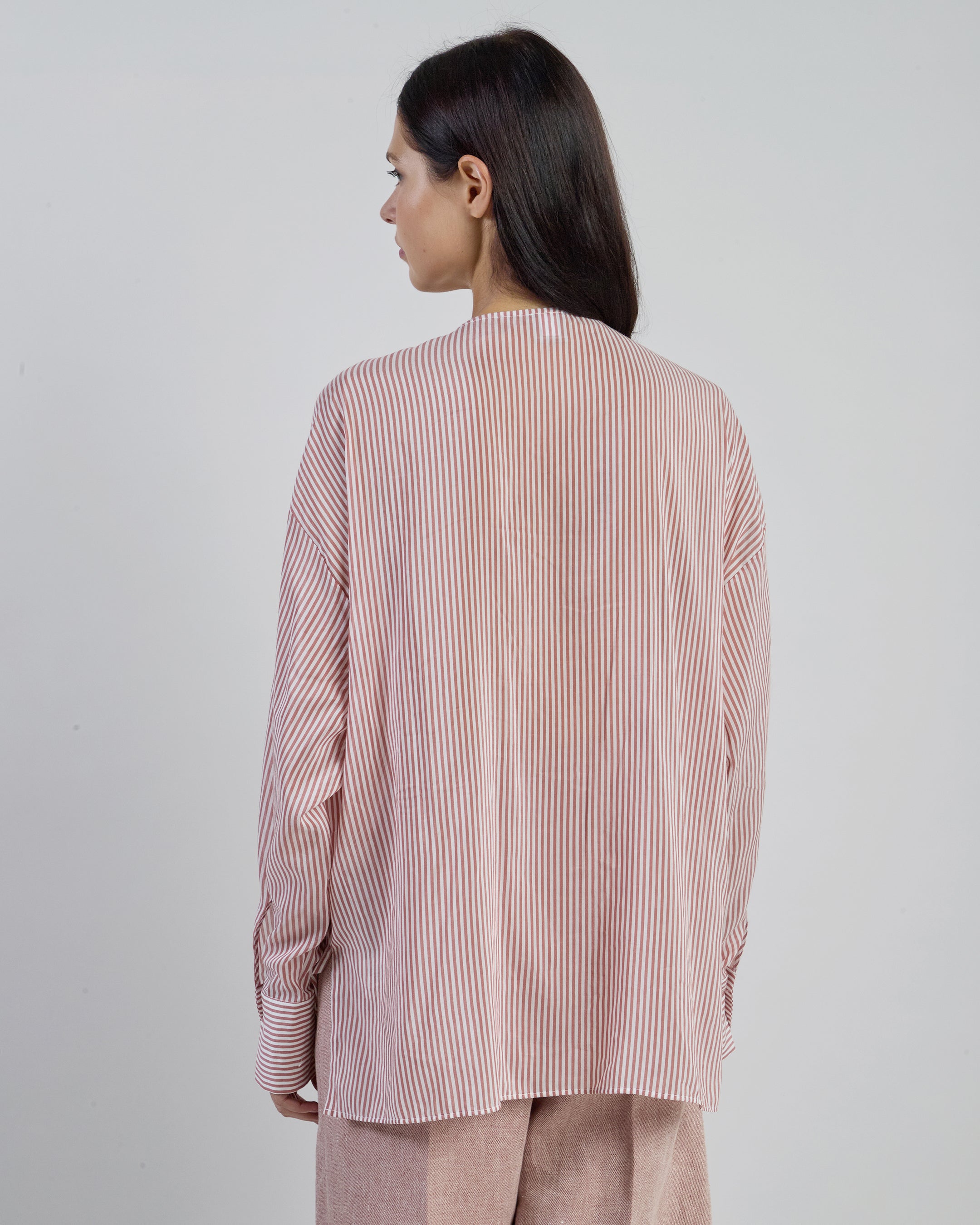 Women's Striped Silk and Cotton Voile Oversized Shirt
