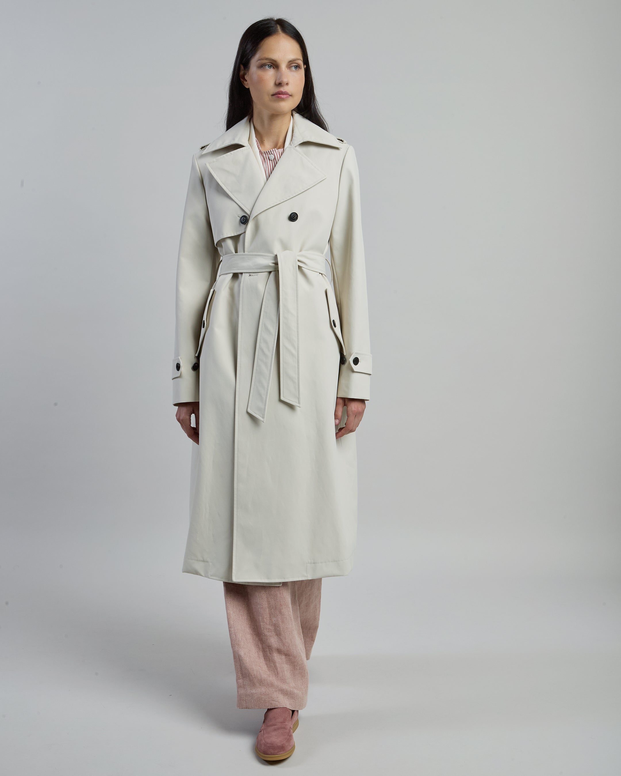 Women's Water-Resistant Long Cotton Trench Coat