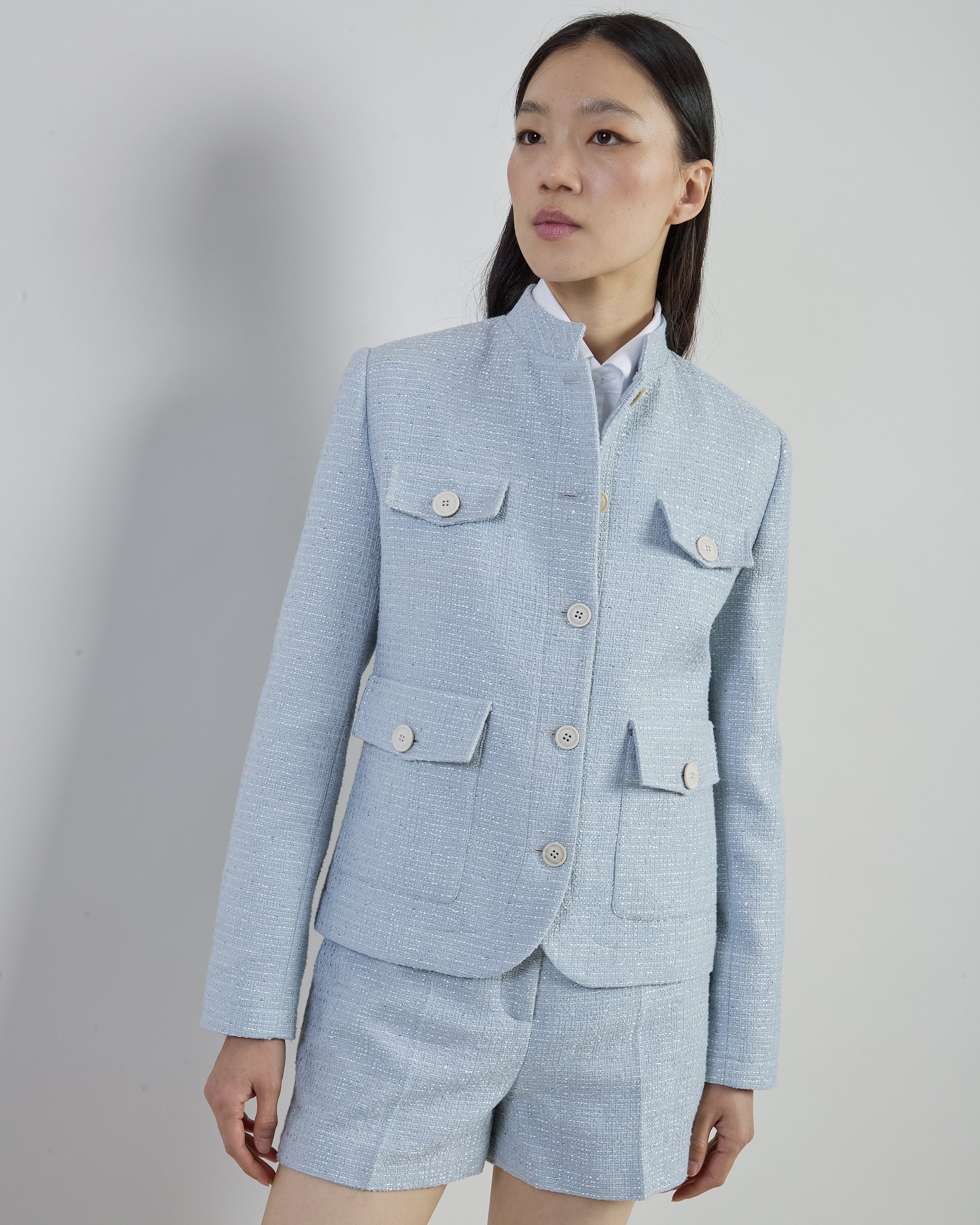Women's Cotton Bouclé Standing Collar Field Jacket
