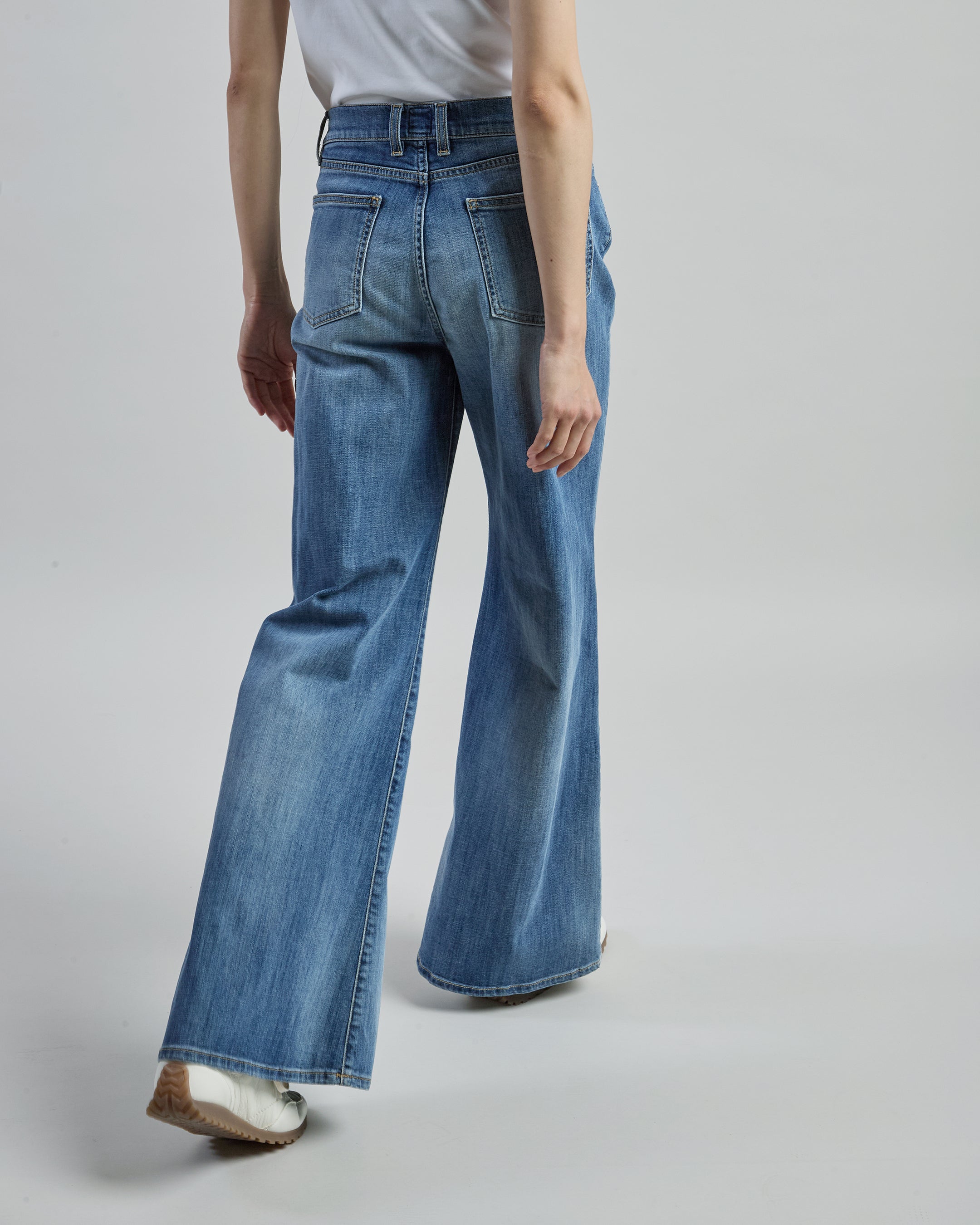 Women's Flared Stretch Cotton Denim Trousers