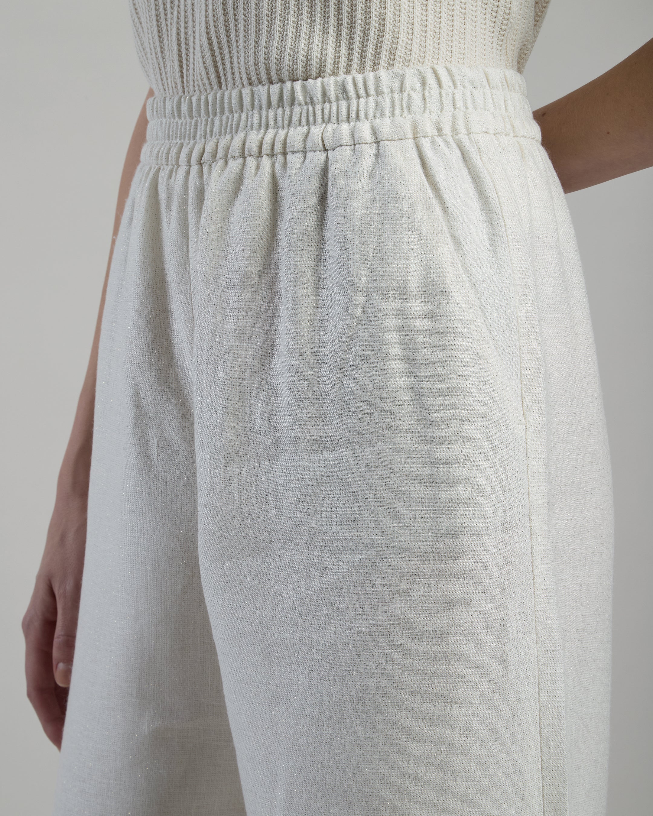 Women's Lurex Linen and Viscose Wide-Leg Trousers