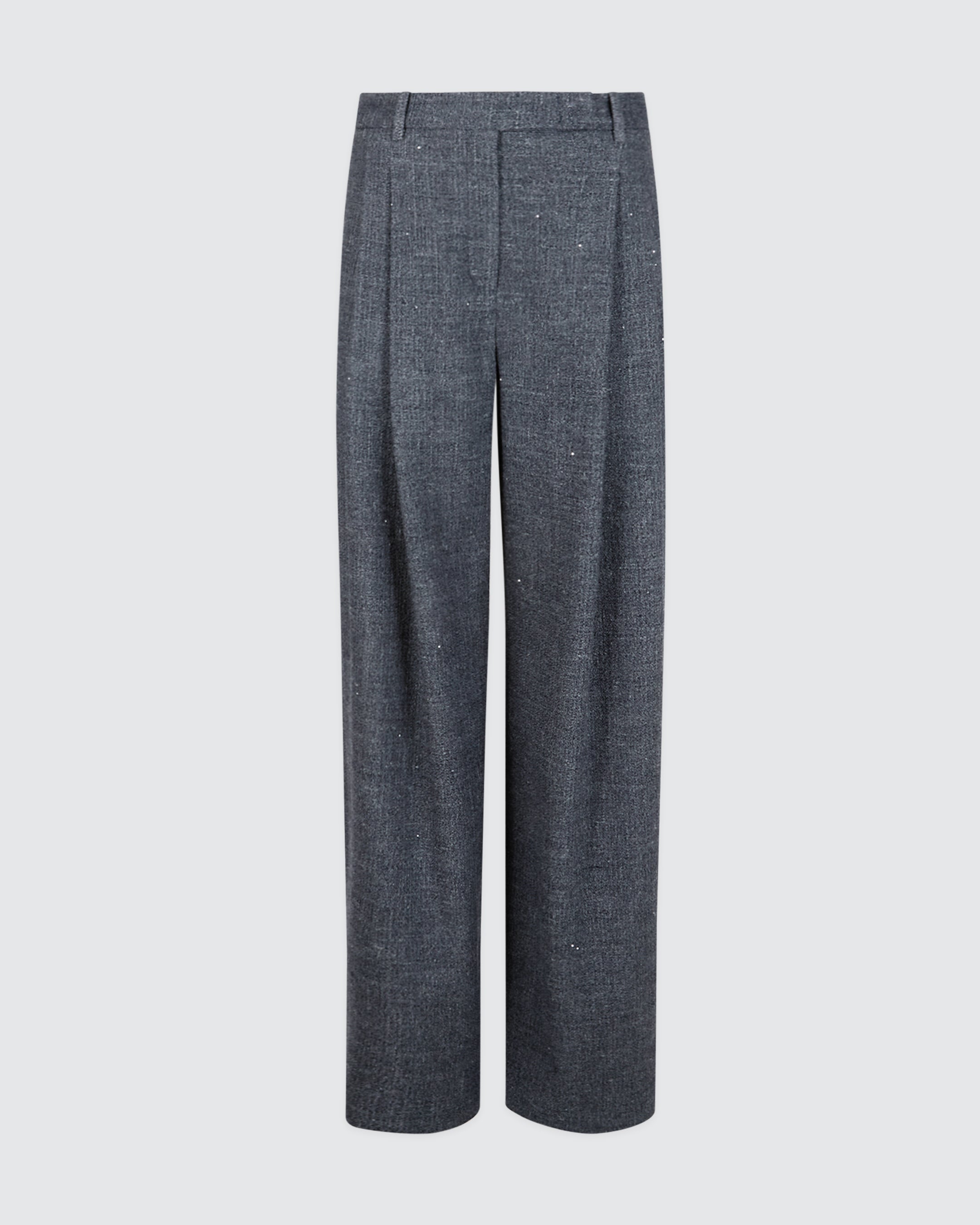 Women's Wool and Linen Trousers with Micro Sequins
