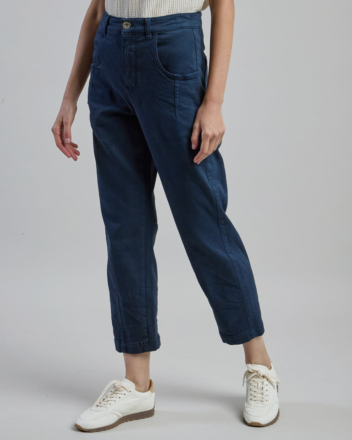 Pantalone Donna in Cotone Stretch con Pinces