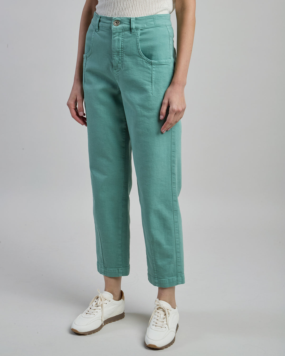 Pantalone Donna in Cotone Stretch con Pinces