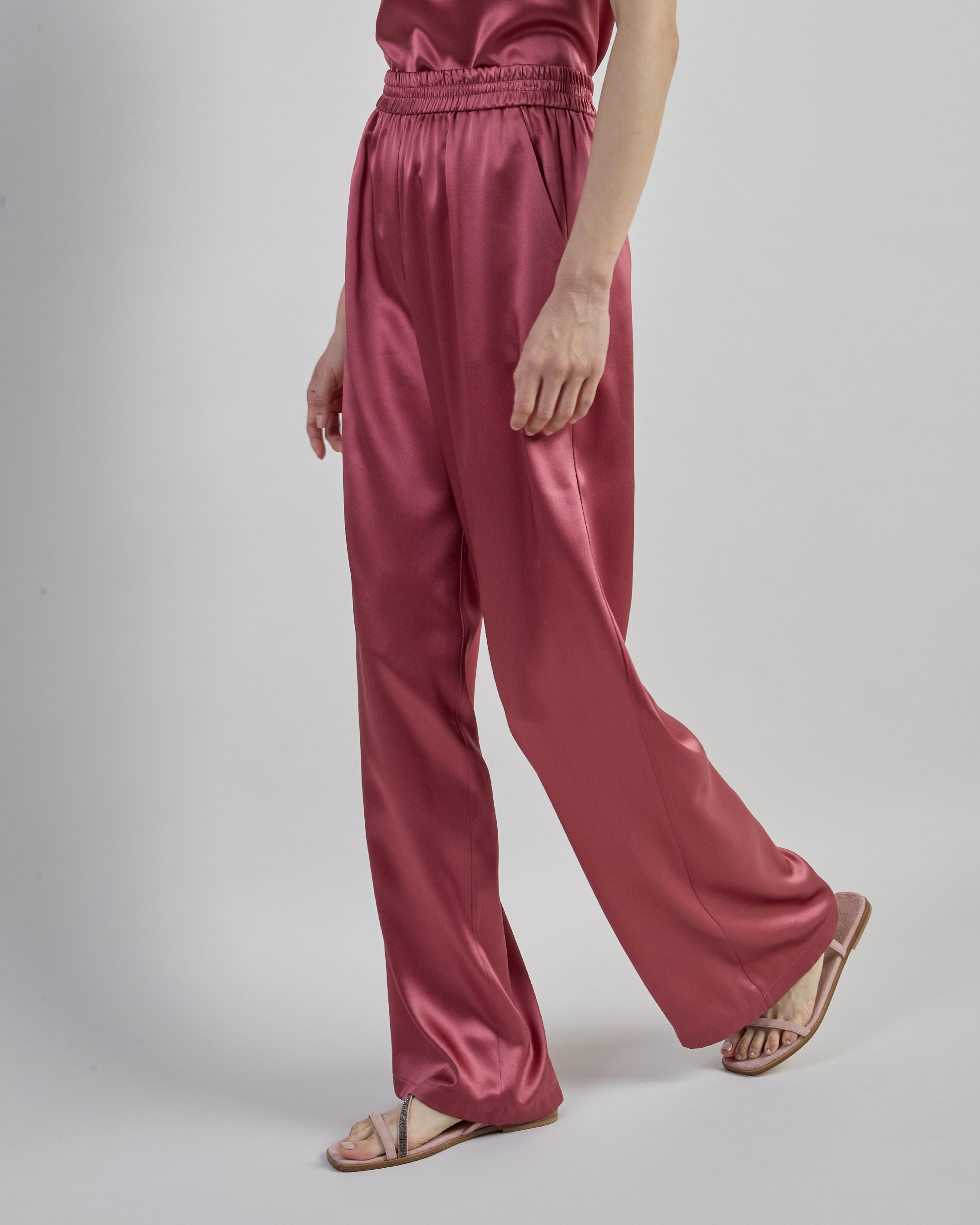 Women's Wide-Leg Comasca Silk Satin Trousers