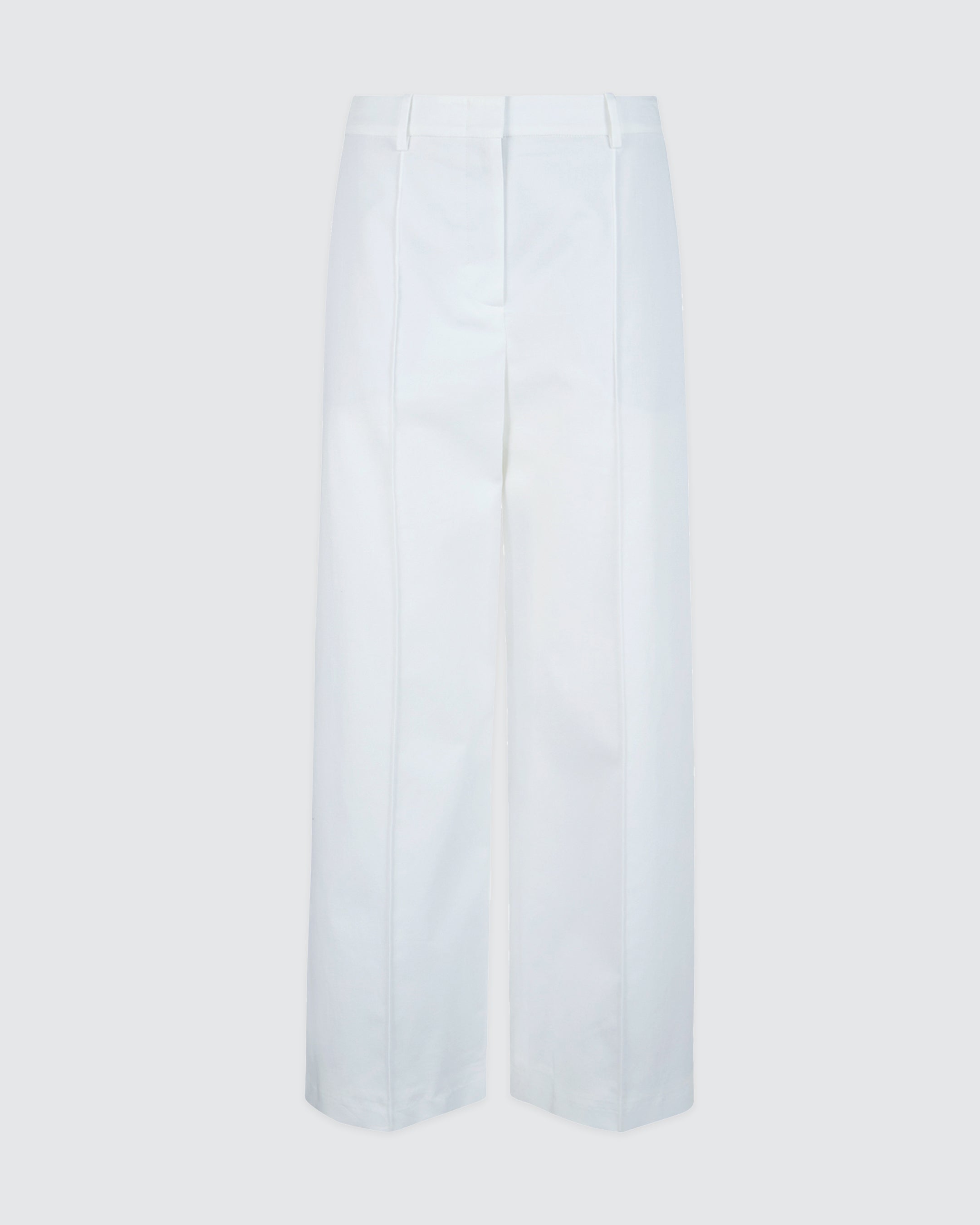 Women's Wide Leg Stretch Cotton Trousers with Seams