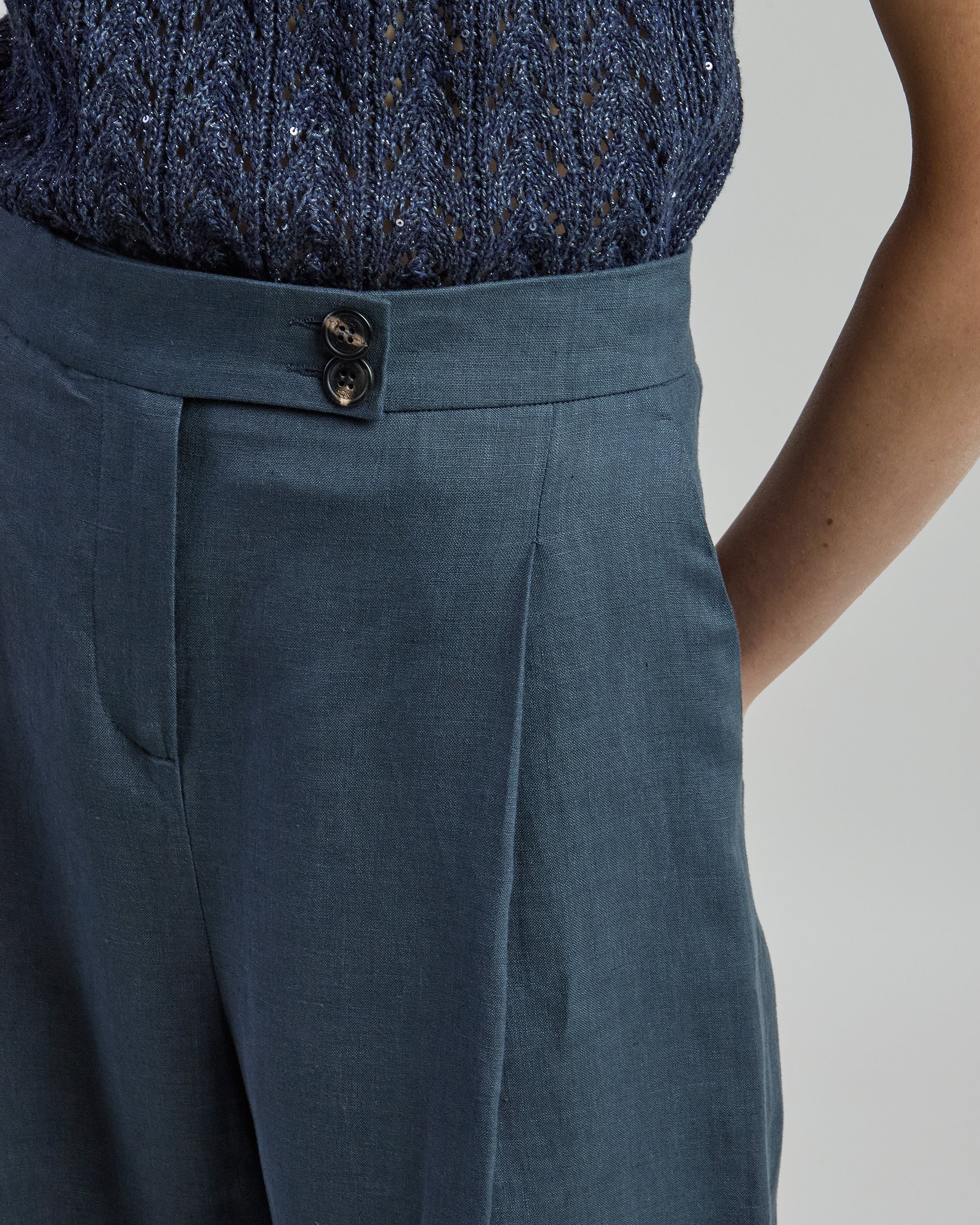 Women's High-Waisted Tailored 100% Linen Summer Pants