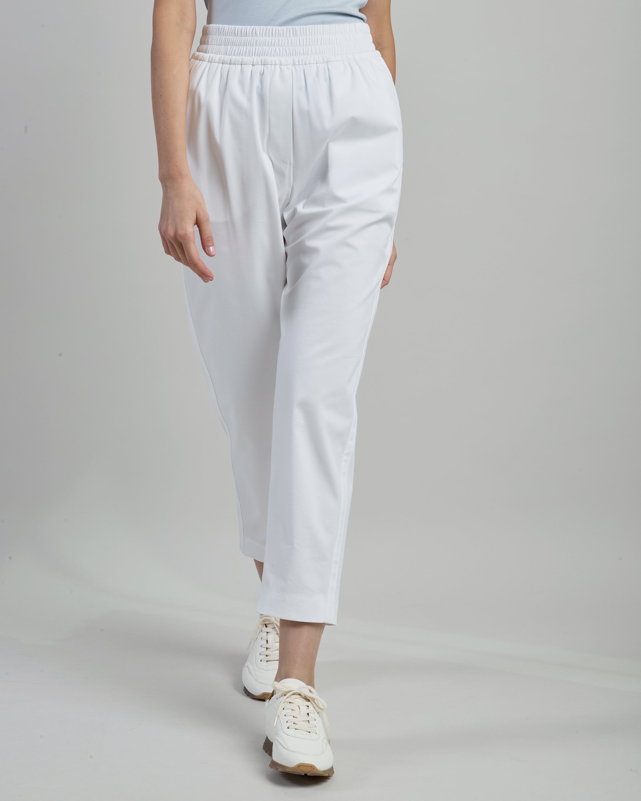 Women's Cotton and Lyocell Trousers with Elastic Waist