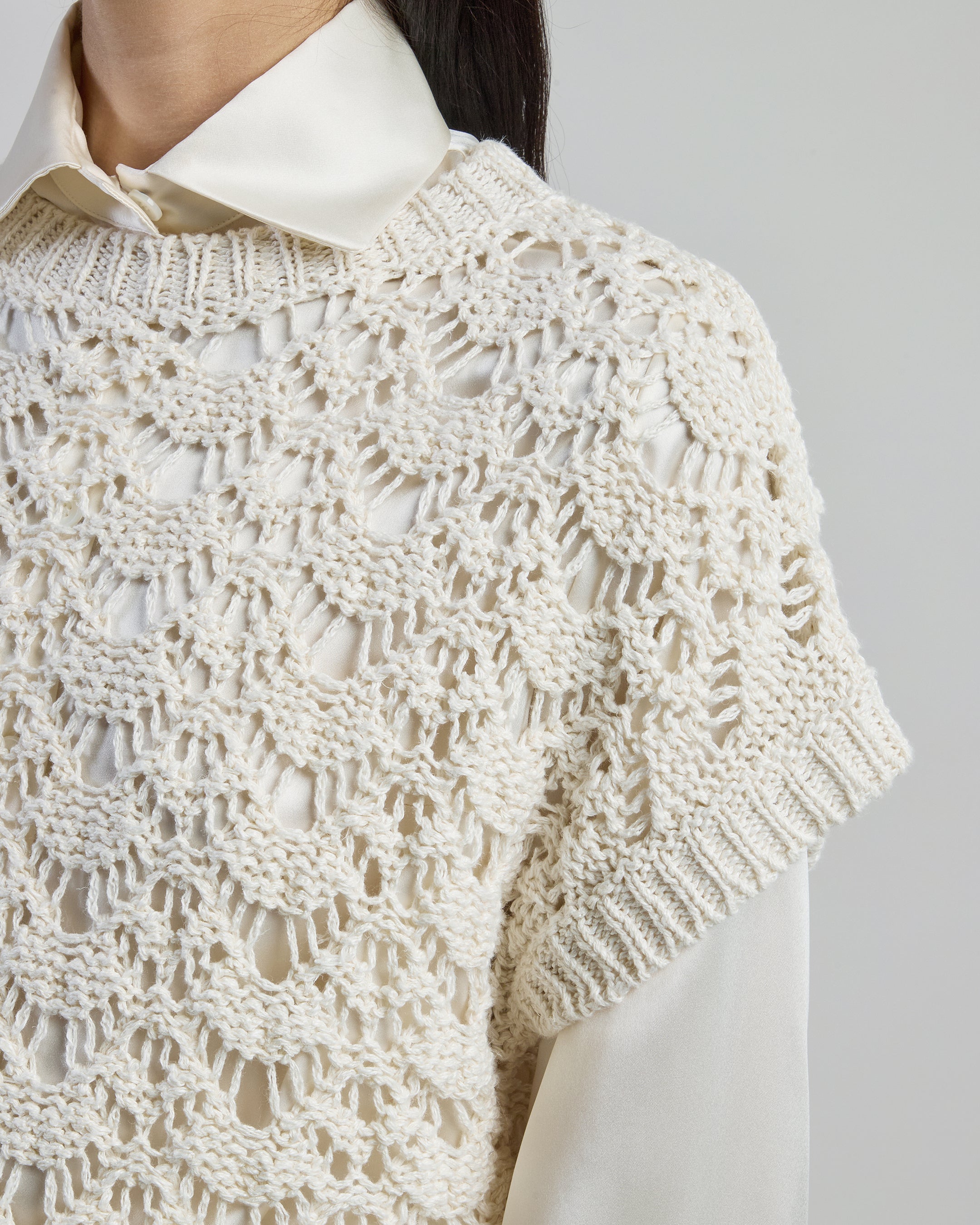 Women's Linen and Silk Sleeveless Micro-Bouclé Sweater