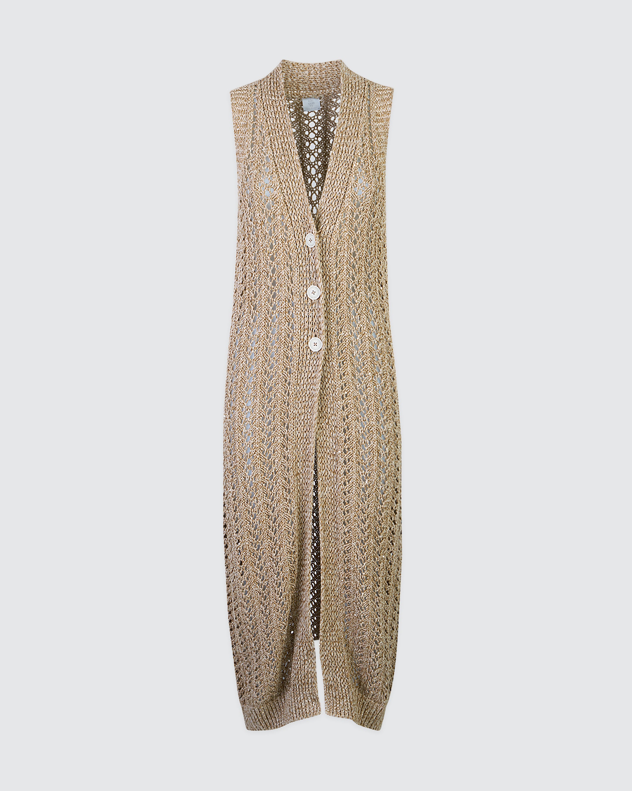 Long Cotton and Linen Cardigan with Sequin Details