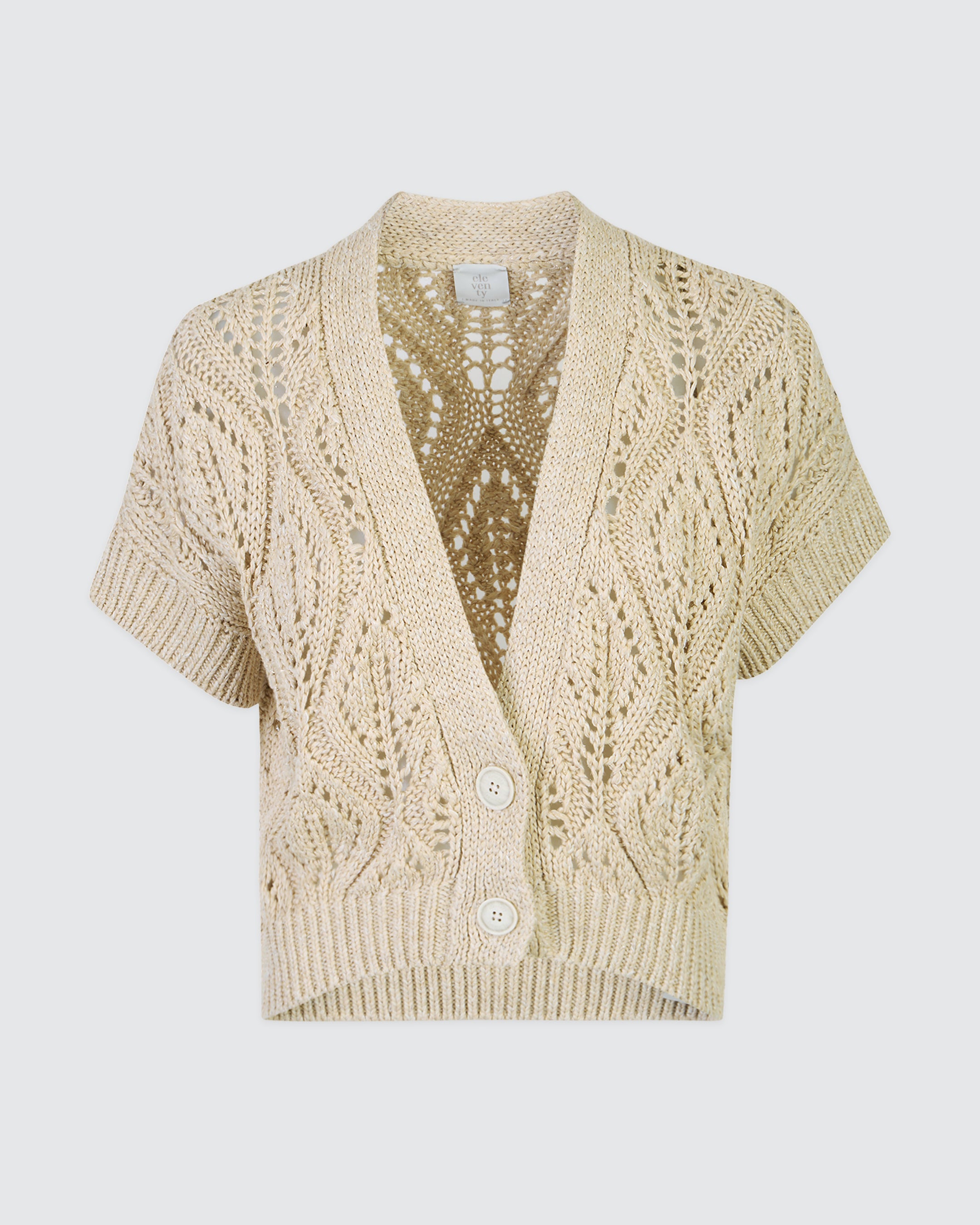 Women's Linen Cotton Silk Short Sleeve V-Neck Cardigan
