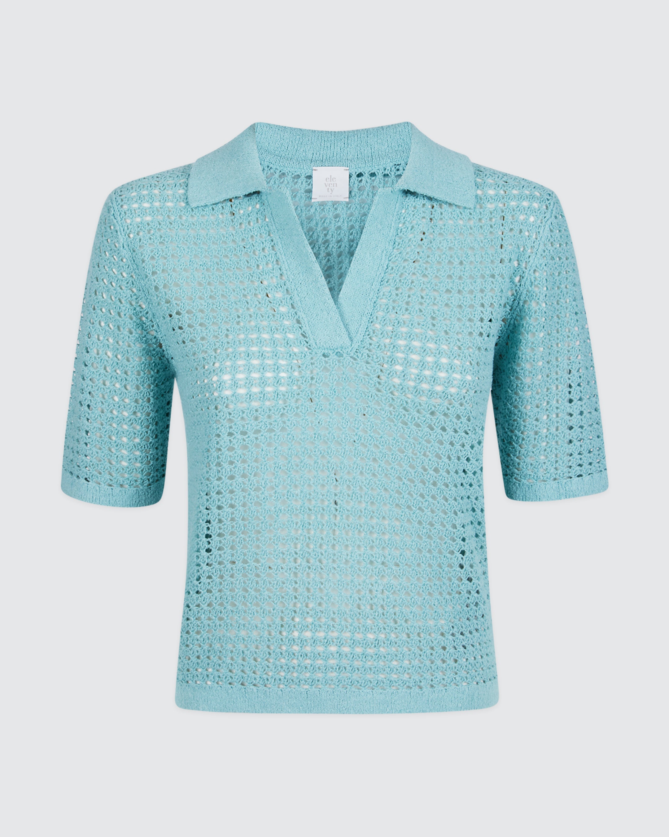 Women's Short-Sleeved Silk Bouclé Knit Polo Shirt