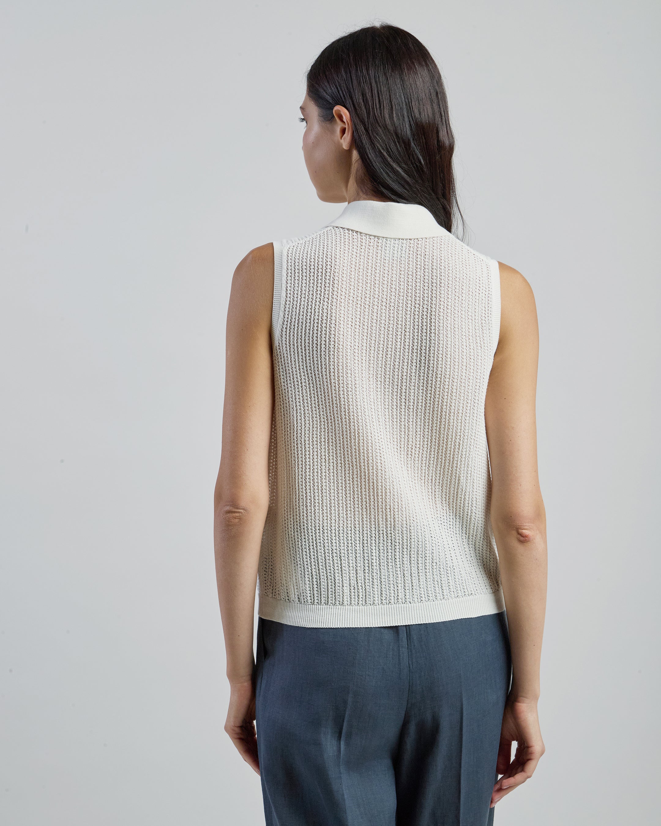 Women's Sleeveless Organic Cotton Knitted Polo
