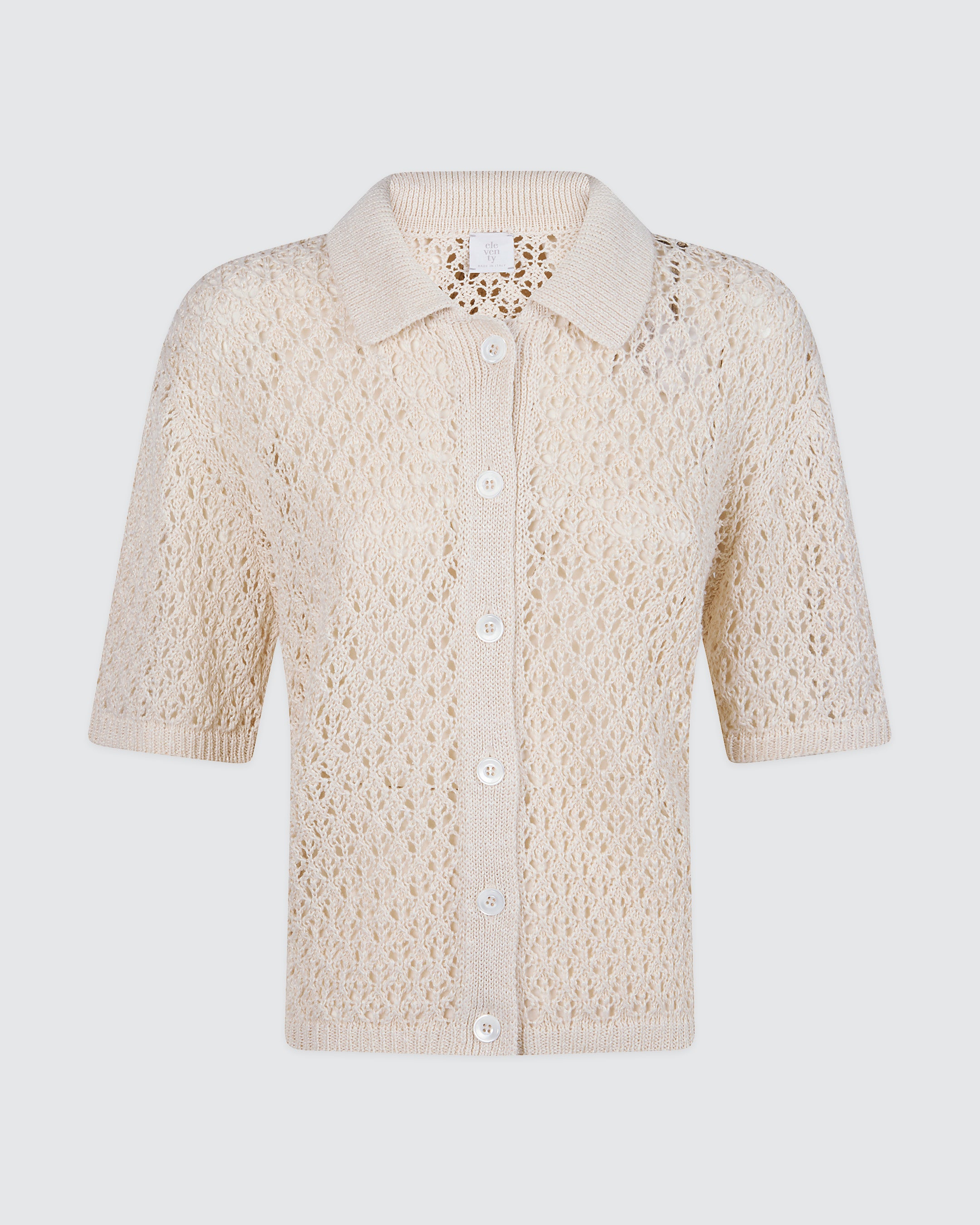 Women's Linen and Silk Knit Shirt with Buttons