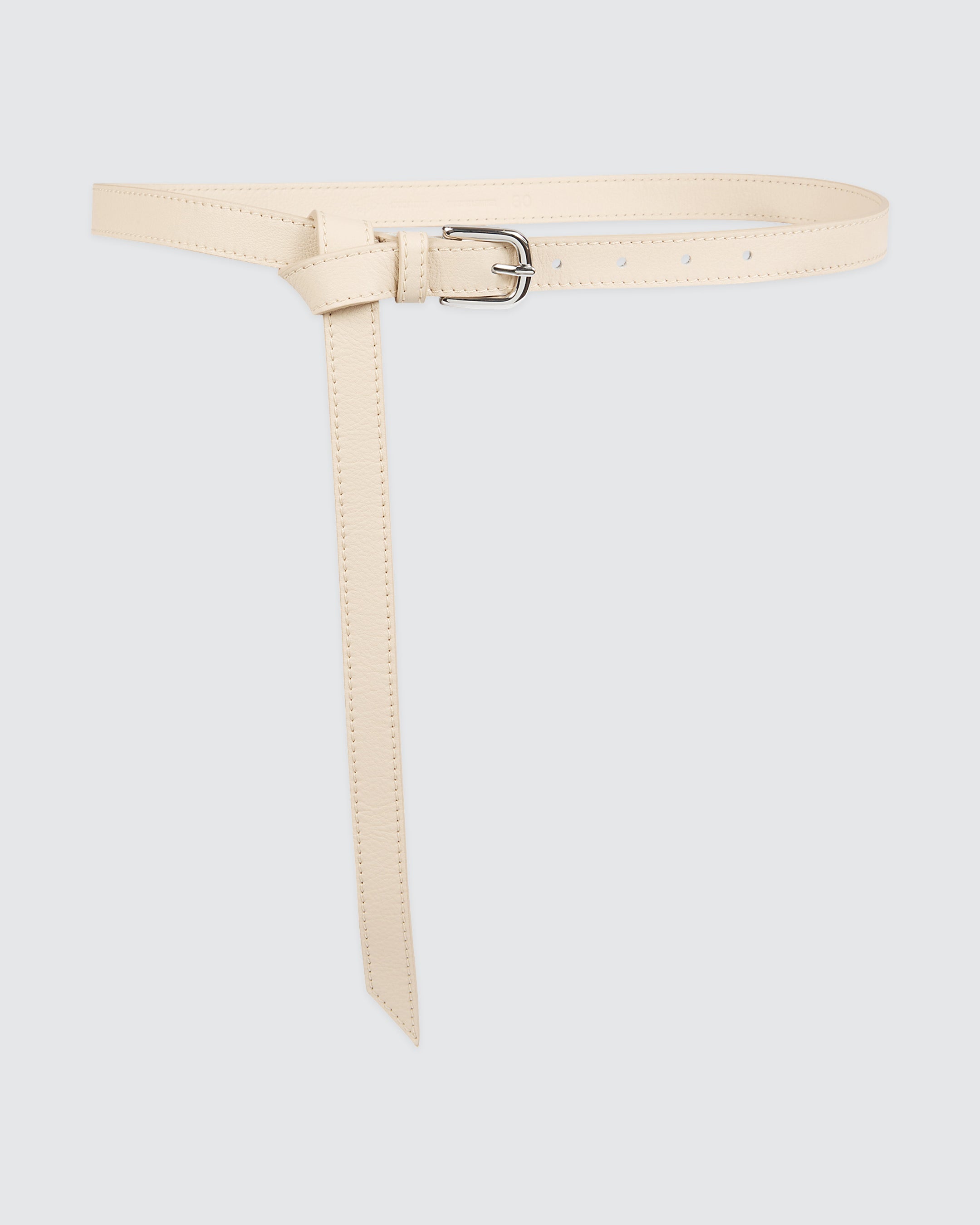 Women's Slim Nappa Leather Belt with Silver Buckle