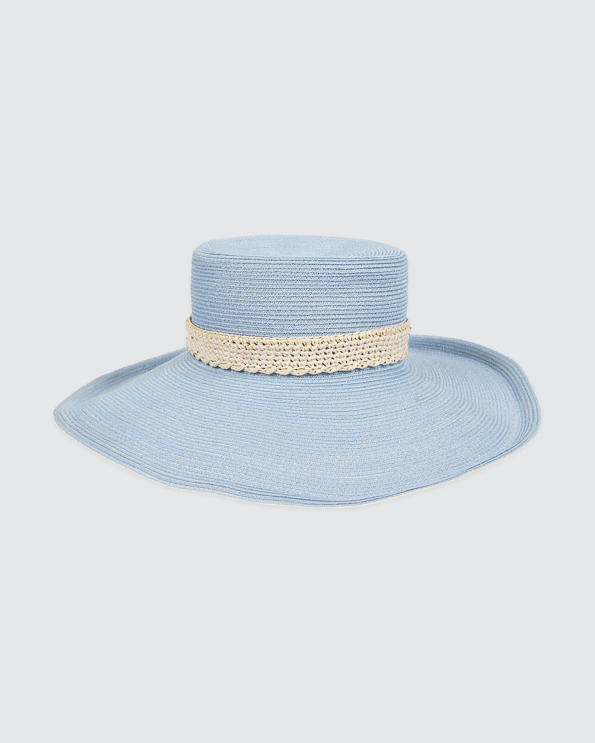 Cappello a tesa larga in canapa con paillettes