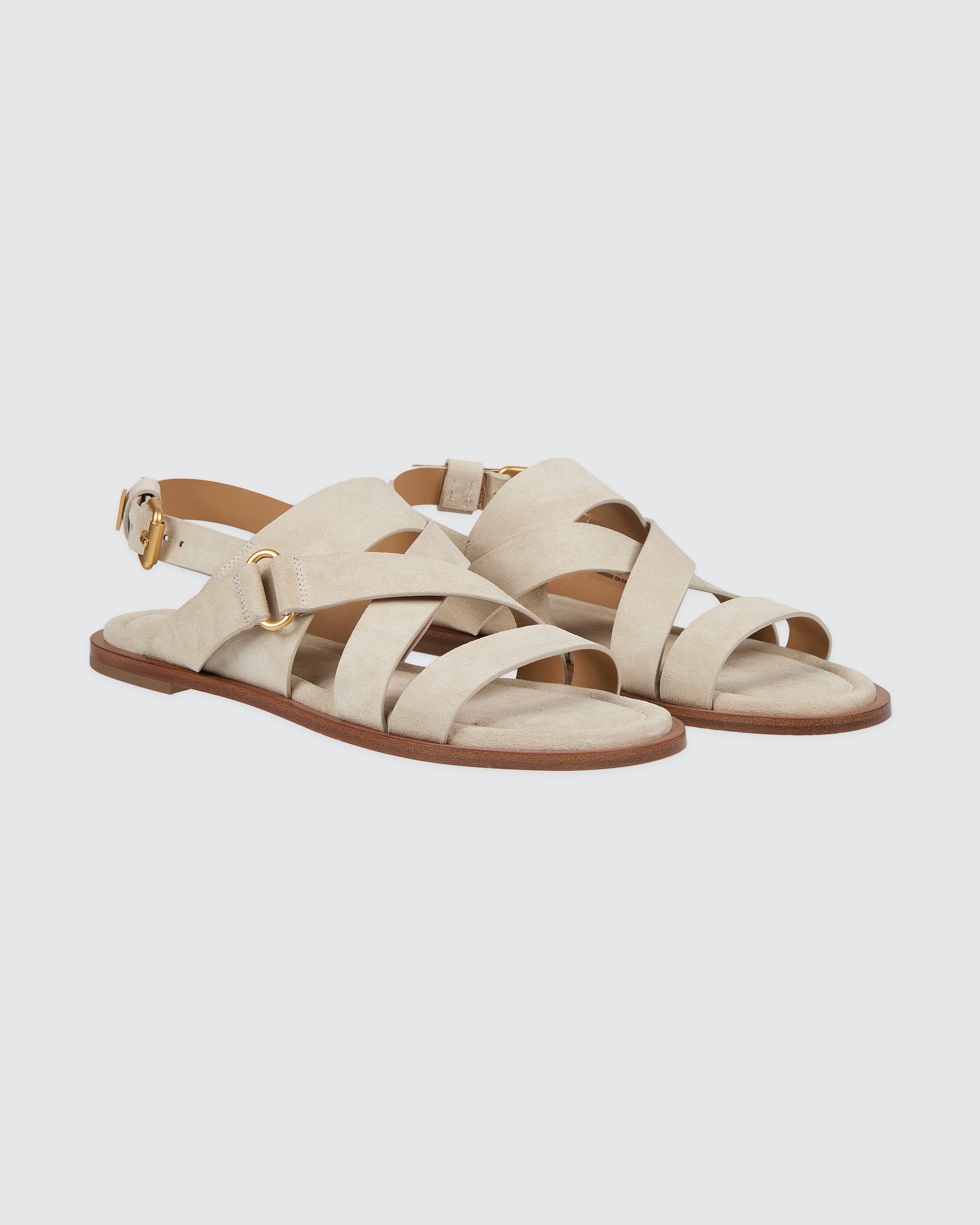 Women's Flat Suede Sandals with Buckle Straps