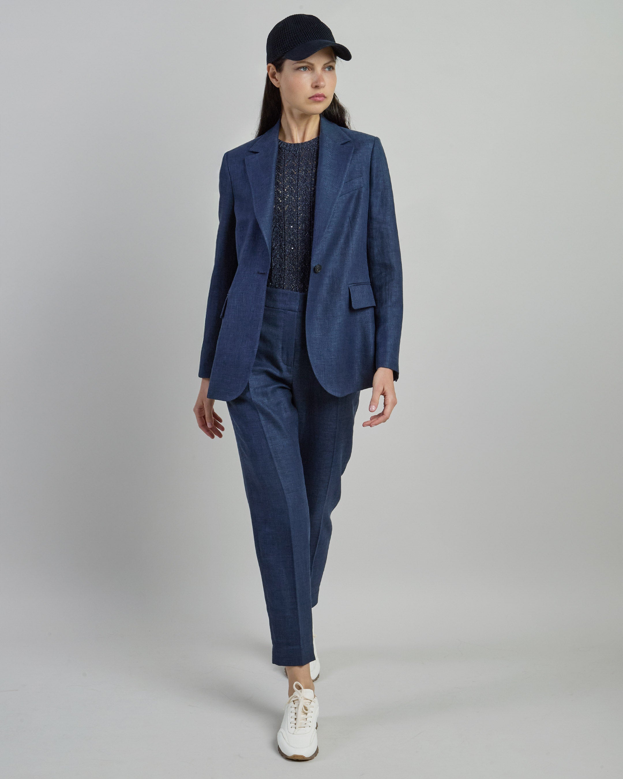 Women's Single-Breasted Linen Wool and Silk Jacket