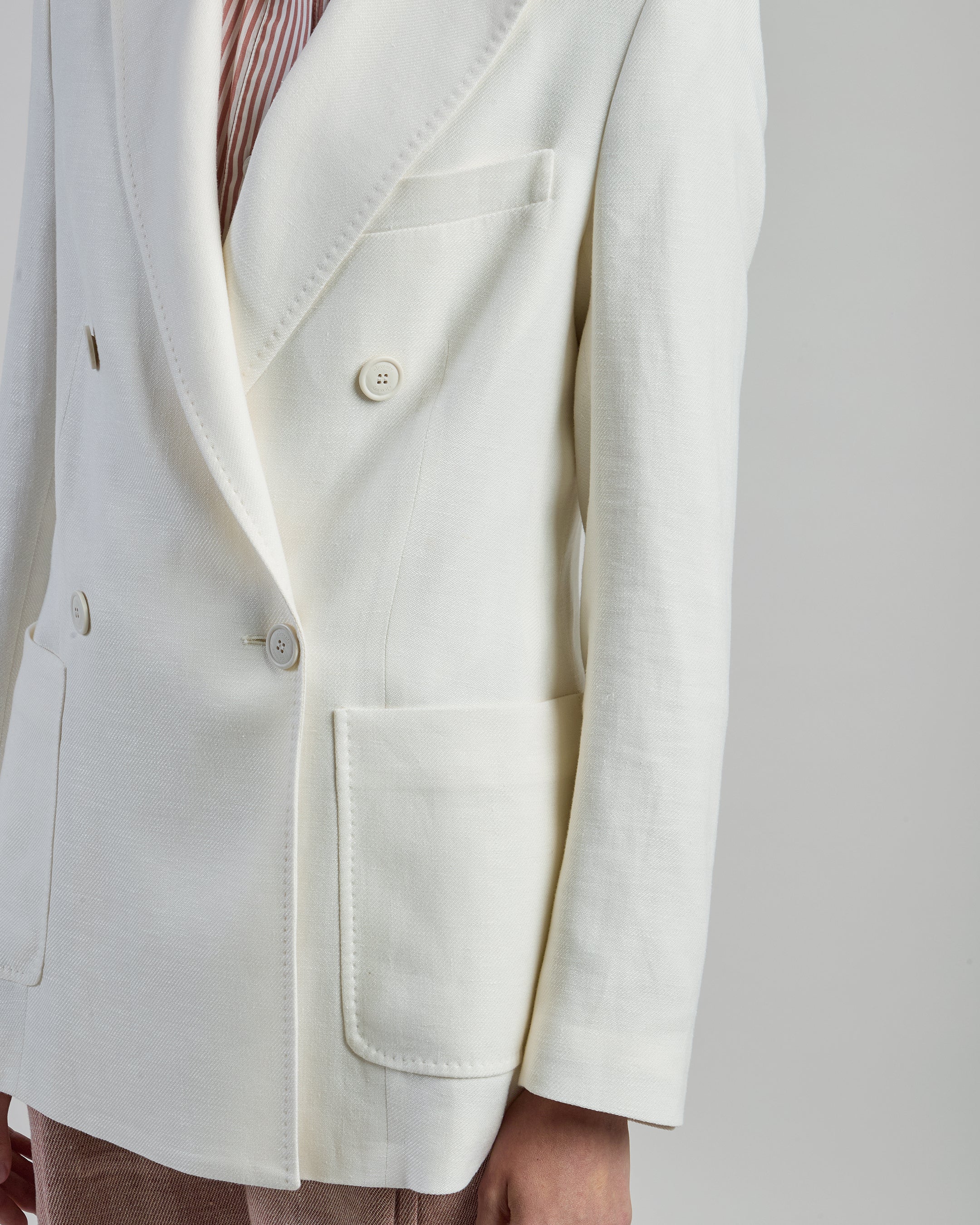 Women's Linen Wool and Silk Double-Breasted Jacket