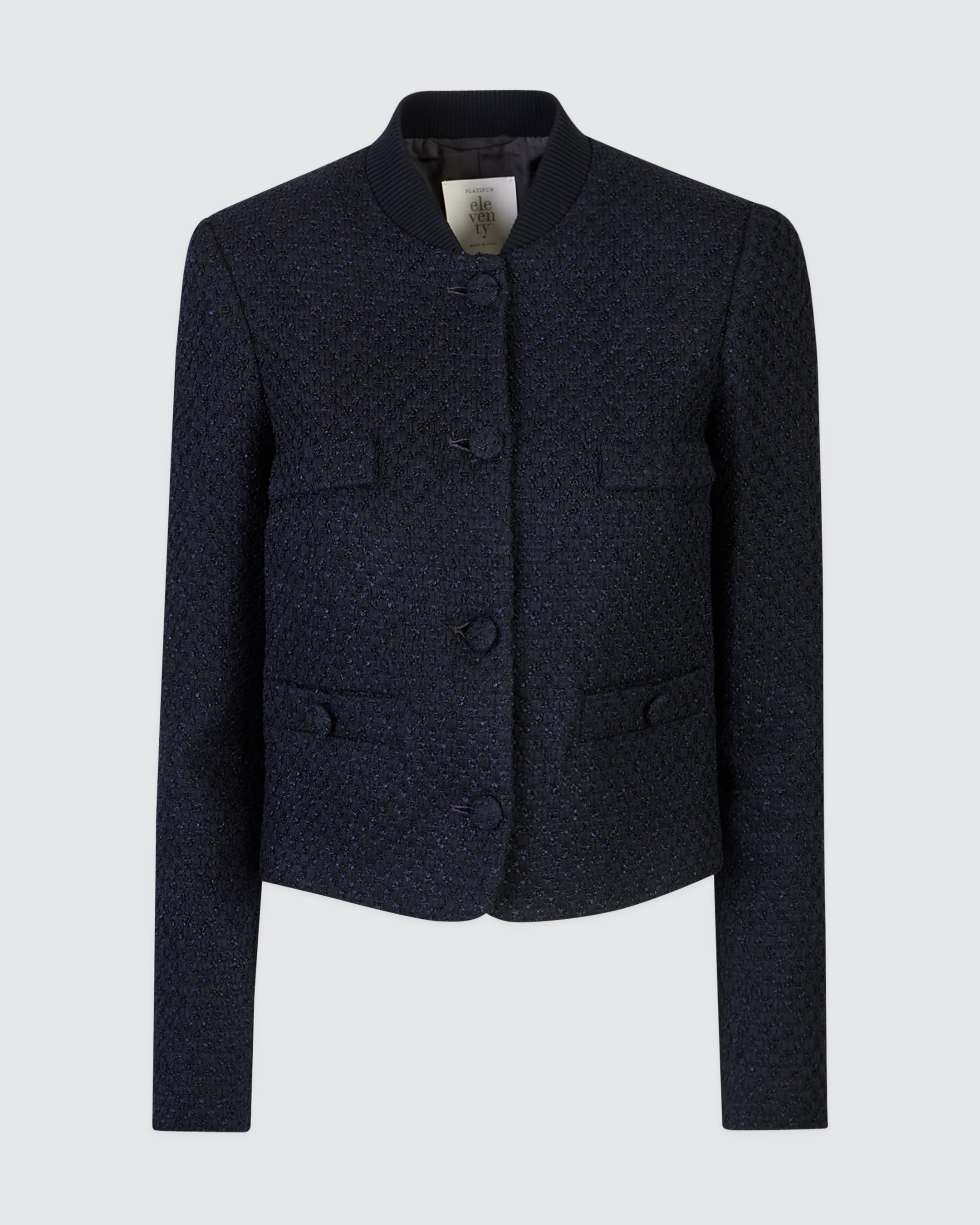 Single-Breasted Linen Cotton Silk Bouclé Jacket