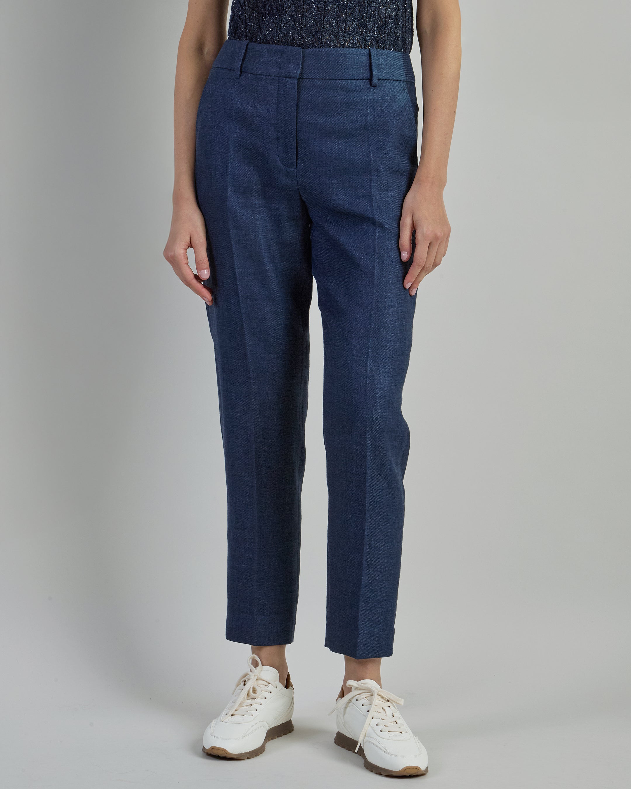 Women's Slim Fit Linen Wool and Silk New York Trousers