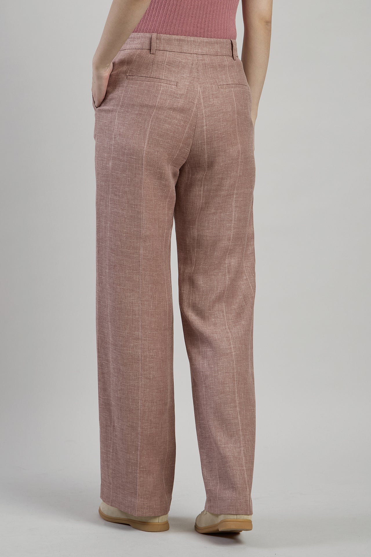Women's Straight-Leg Linen Wool and Silk Trousers